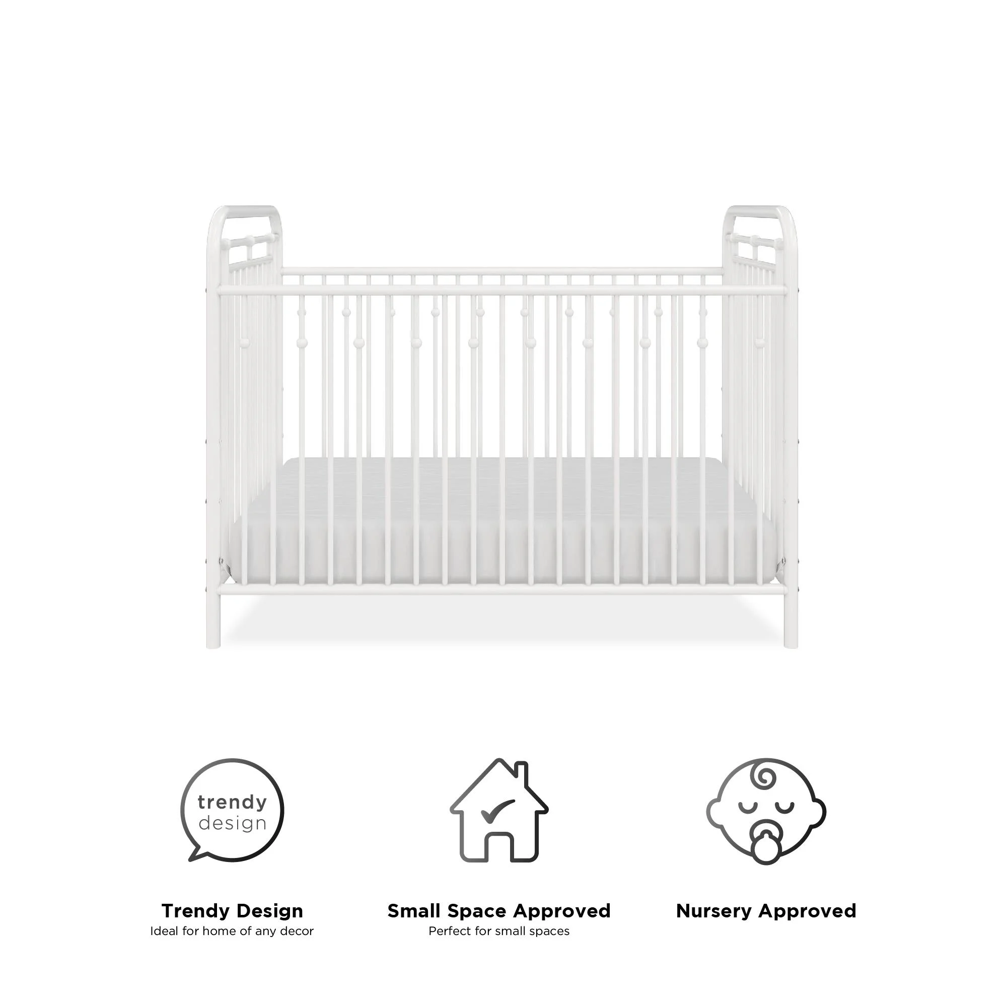 Little Seeds Monarch Hill Hawken Metal Crib, Nursery Furniture, White