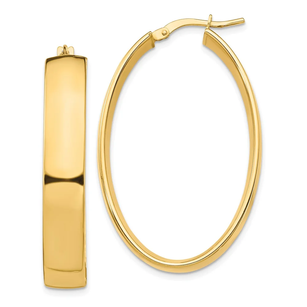 Primal Gold 14 Karat Yellow Gold High Polished 7mm Oval Hoop Earrings