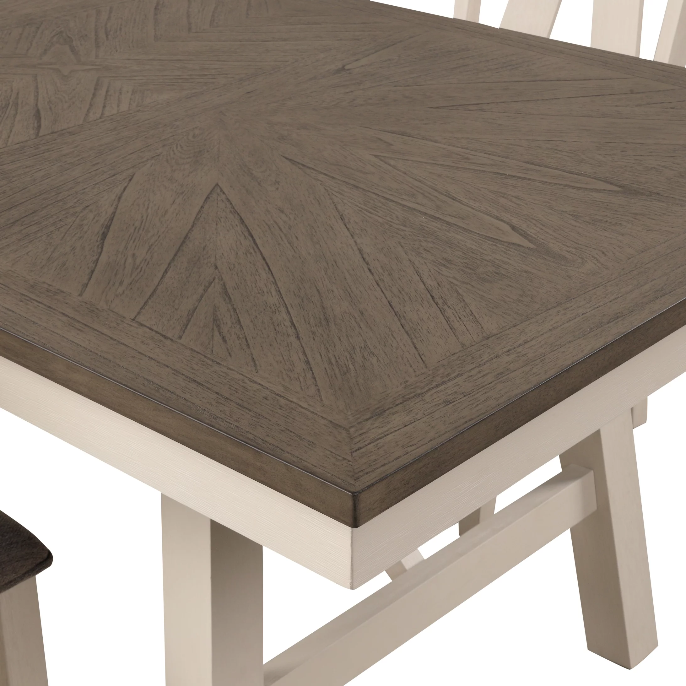 Roundhill Furniture Fasena Rectangular Trestle Dining Table, Rustic Gray and Off White Finish