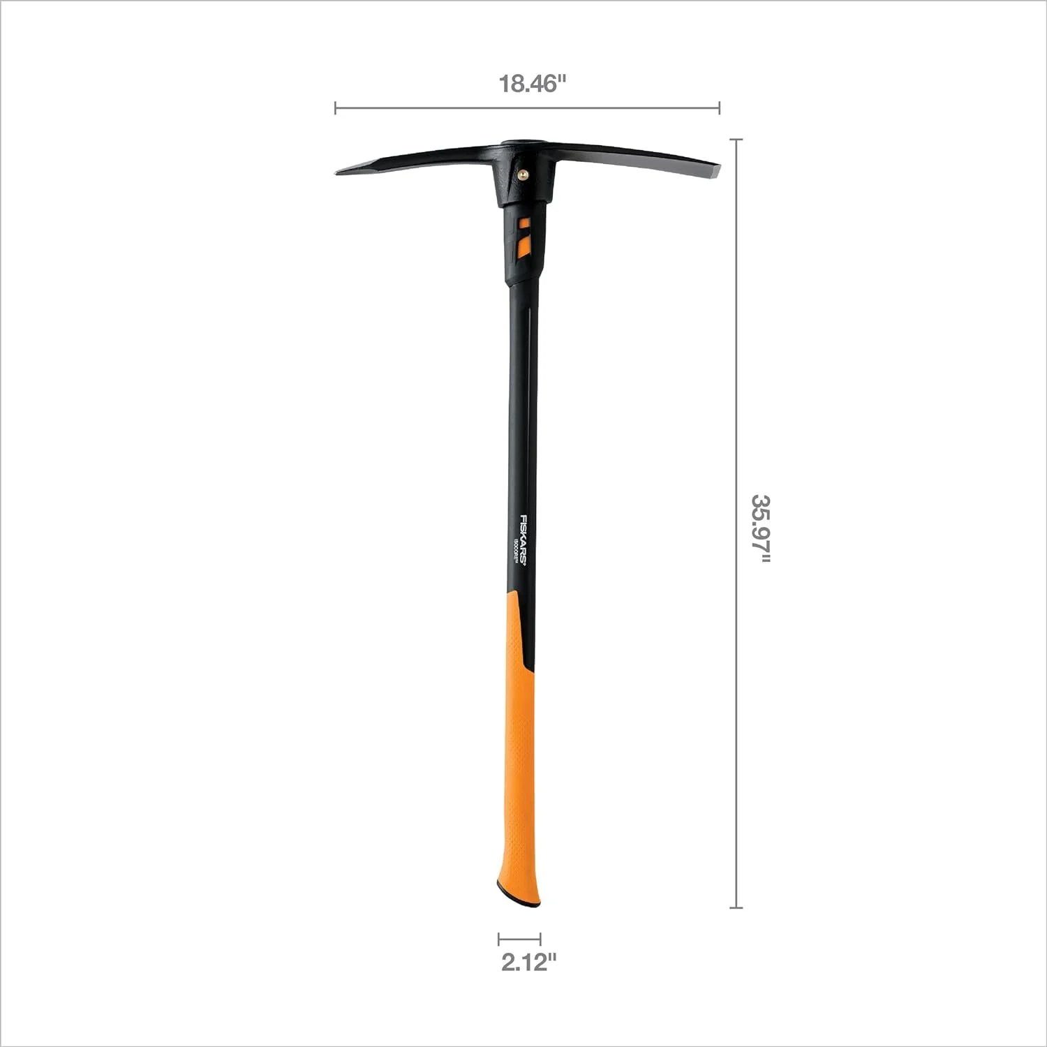 Fiskars 751210-1003 Pro IsoCore 5lb Pick-36 Dual-Ended Pickaxe Tool and Garden Hoe, No Size, Black/Orange