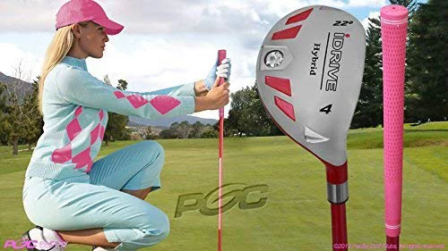 Women's iDrive Golf Clubs All Ladies Pink Hybrid Complete Full Set which Includes: #3, 4, 5, 6, 7, 8, 9, PW +SW Lady Flex Right Handed New Utility L Flex Club