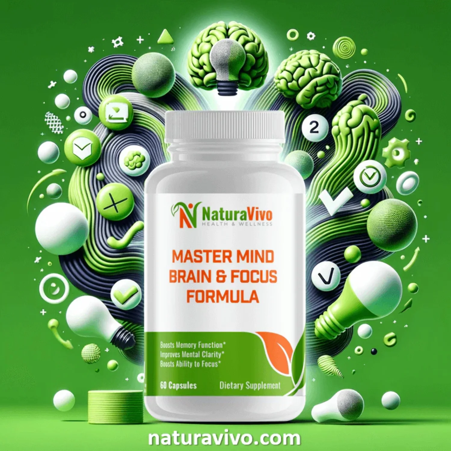 Master Mind Brain  Focus Formula - Nootropic Supplement for Improved Focus, Memory, and Clarity - Energy Booster with Vitamins  Minerals