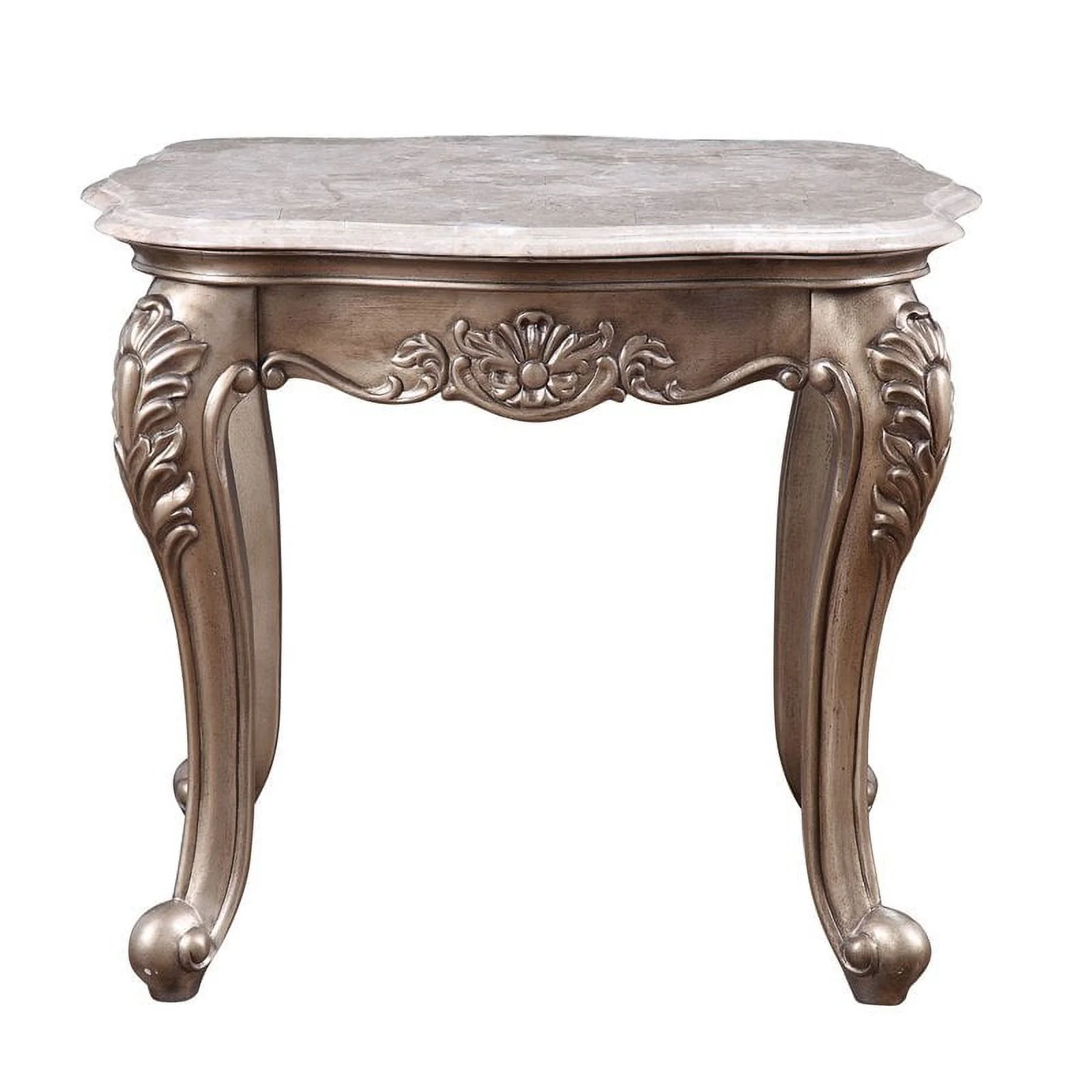 Bowery Hill Transitional End Table in Marble & Champagne