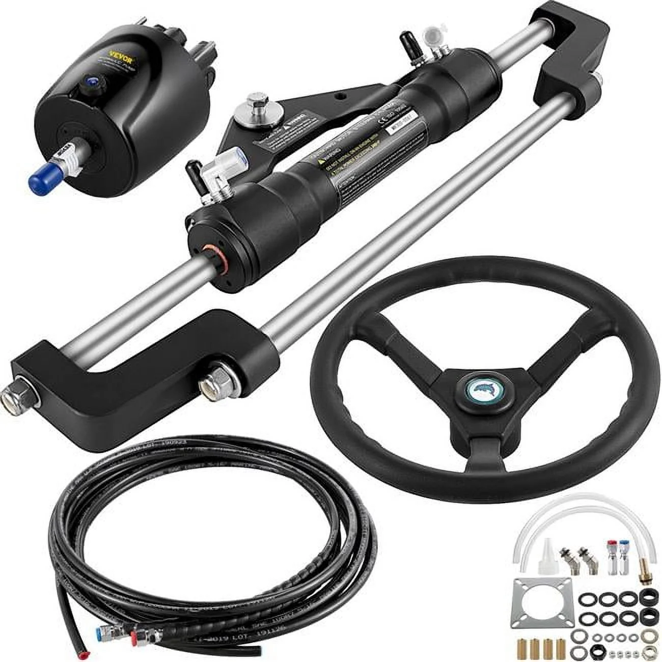 Vevor  300 HP Hydraulic Boat Steering Kit Helm Pump with 14 ft. Hydraulic Steering Hose for Boat Steering System
