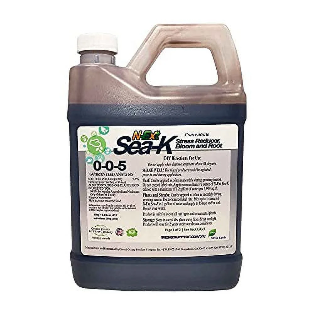 N-Ext Sea-K 0-0-5 Lawn Stress Reducer - 32 oz. (Covers 64,000 sq ft) - Deeper Color, Increased Rooting, Pest Resistance, Drought Protection, Nutrient Uptake and Reduced Senescence