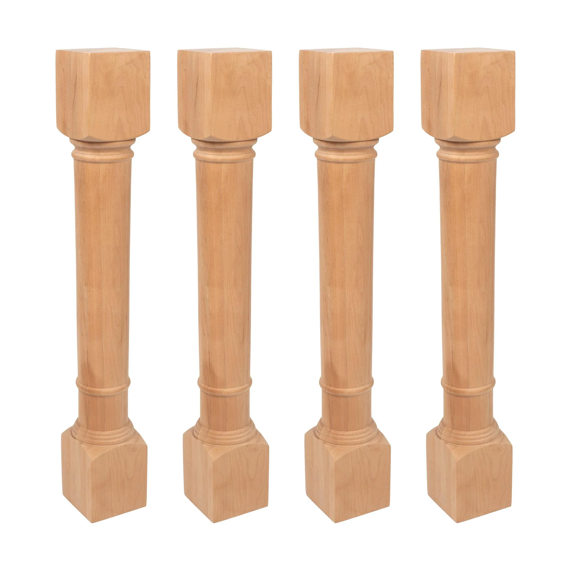 Designer's Edge Millwork 35-1/4 in. High x 5 in. Wide x 5 in. Depth Unfinished North American Solid Cherry Traditional Full Round Kitchen Island Leg 4 Pack