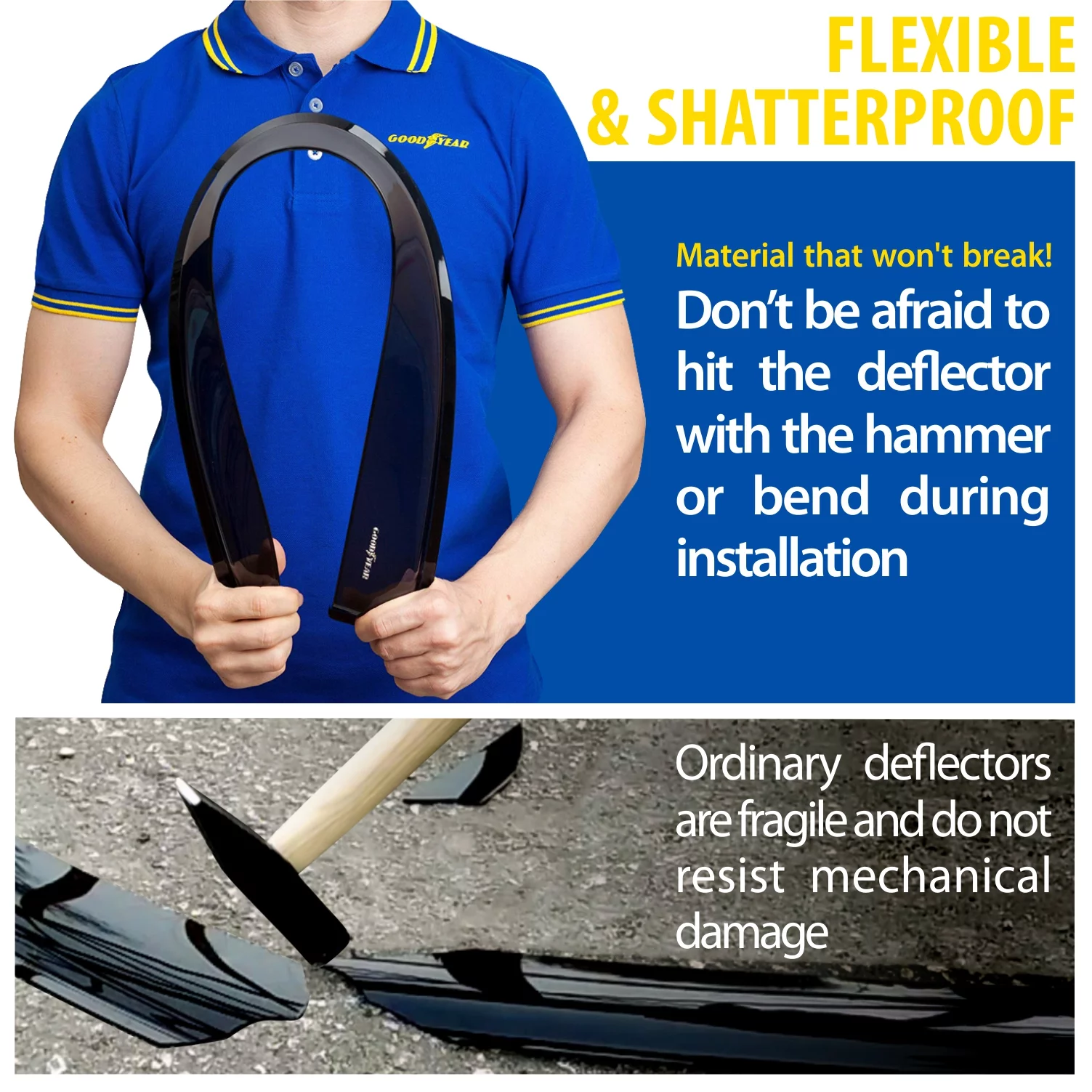 Goodyear Shatterproof in-Channel Window Deflectors for Trucks Chevrolet (Chevy) Silverado/GMC 1500 Sierra 2007-2013 Regular Cab, Rain Guards, Vent Visors Deflector, Truck Accessories, 2pcs- GY003401LP