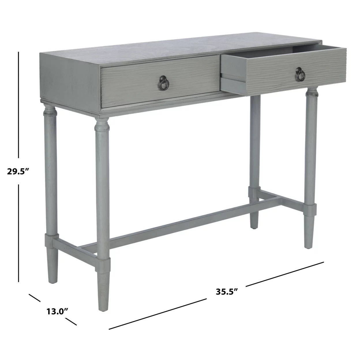 SAFAVIEH Aliyah Solid 2 Drawer Console Table, Distressed Grey