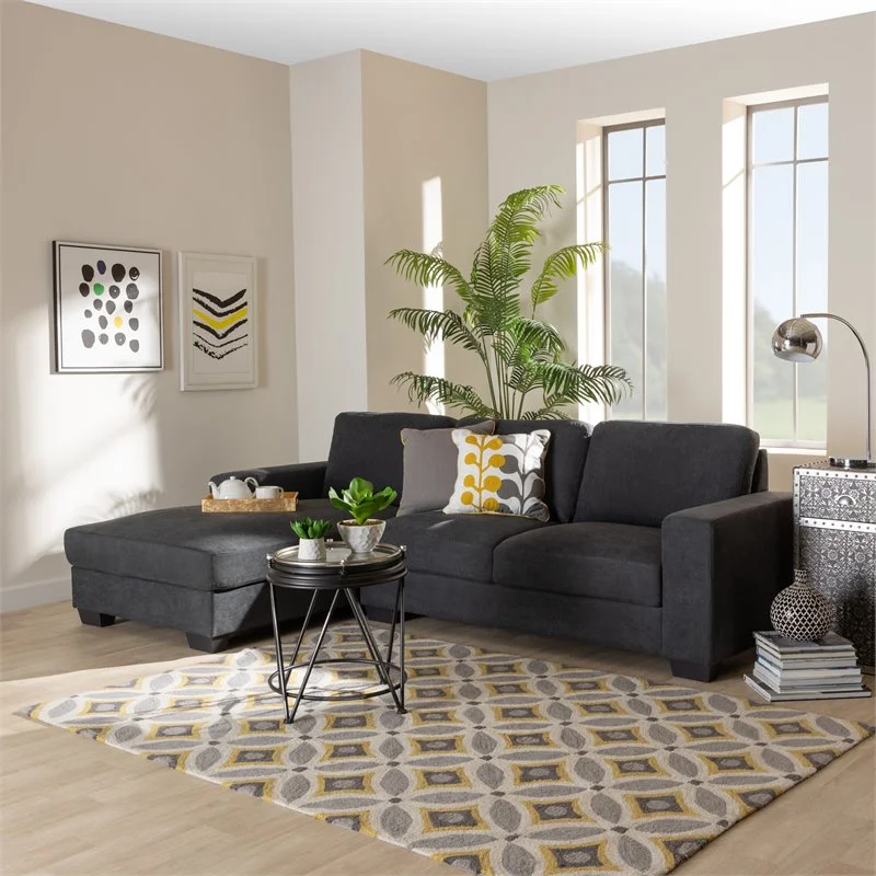 Bowery Hill Dark Grey Sectional Sofa with Left Facing Chaise