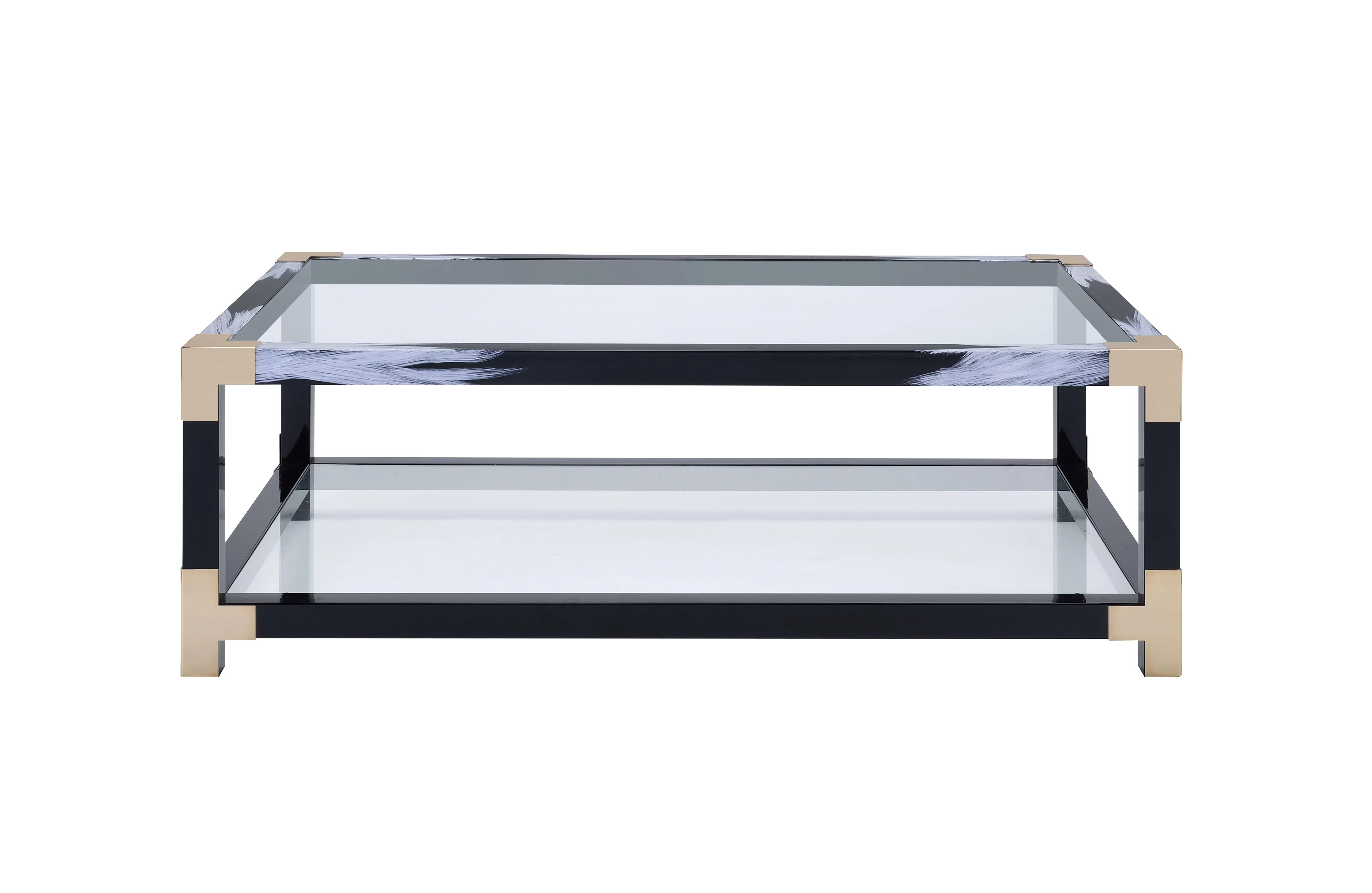 CoSoTower Coffee Table in White Brushed & Clear Glass