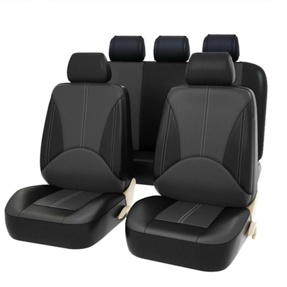 9pc Car Seat Cover PU Leather Accessories Protector Universal Full Set 5-Sits US