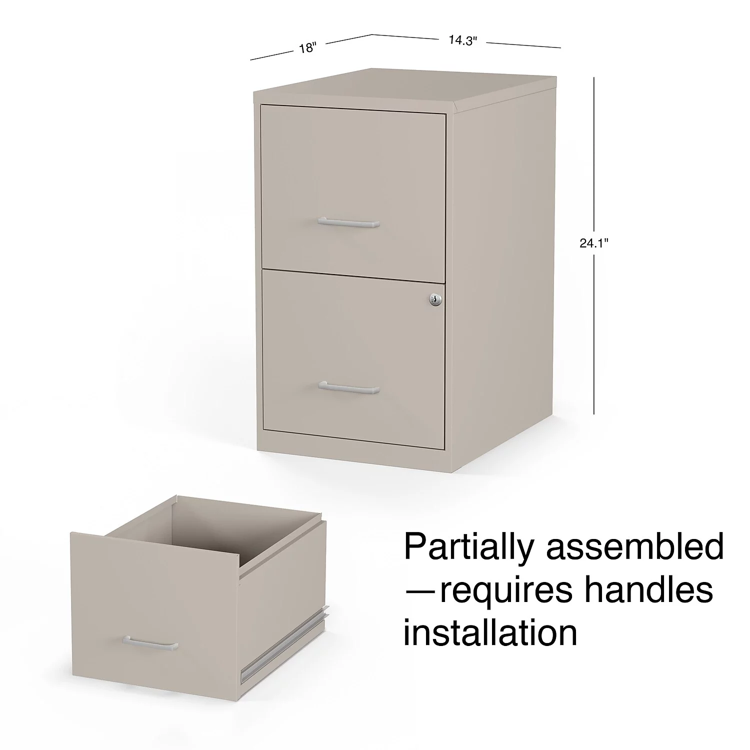 MyOfficeInnovations 2-Drawer Vertical File Cabinet Locking Letter Putty/Beige 18
