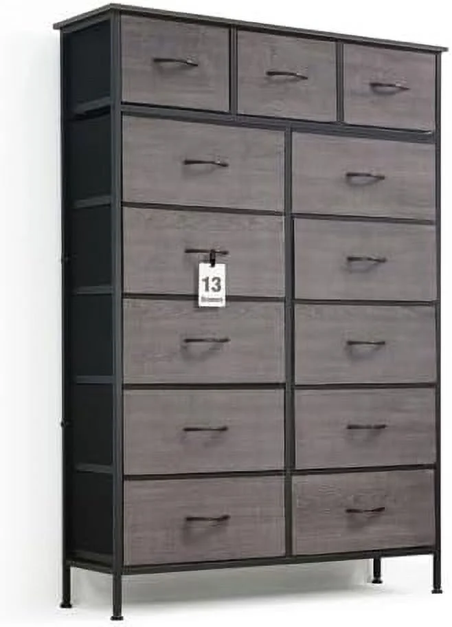 TQJKLFDY Drawer  Tower w/ 9 Fabric Bins  Laundry   Sorting Unit  Chest of Drawers  Organizer w/ P2 Board Top & Fabric Bins  Organizer Unit for Multi-purpose  Hallway  Office  Rustic O