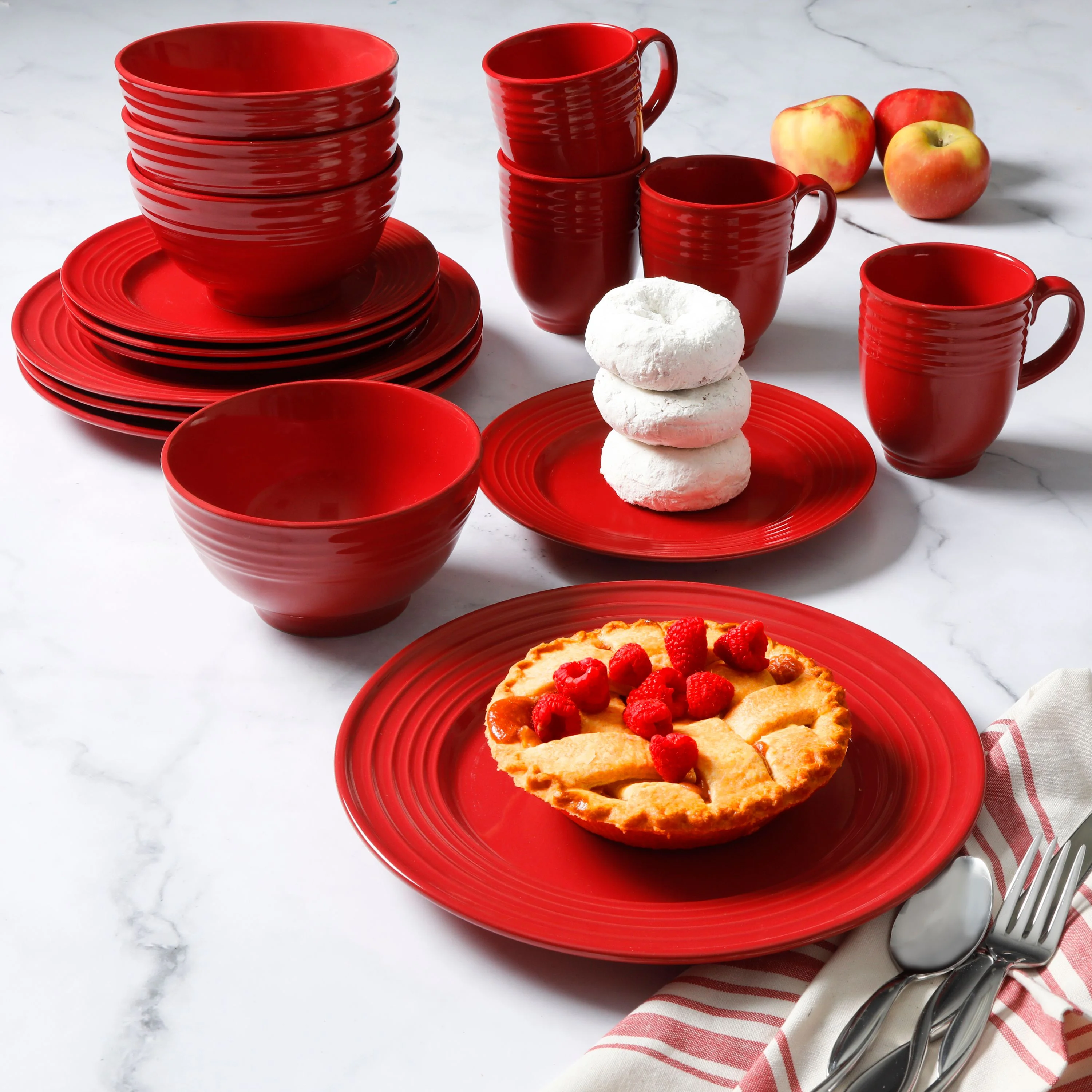 Gibson Home Stanza Red 16-Piece Dinnerware Set