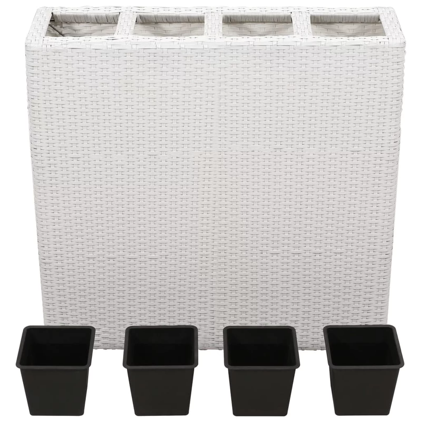 Htovila Garden Raised Bed with 4 Pots 2 pcs Poly Rattan White