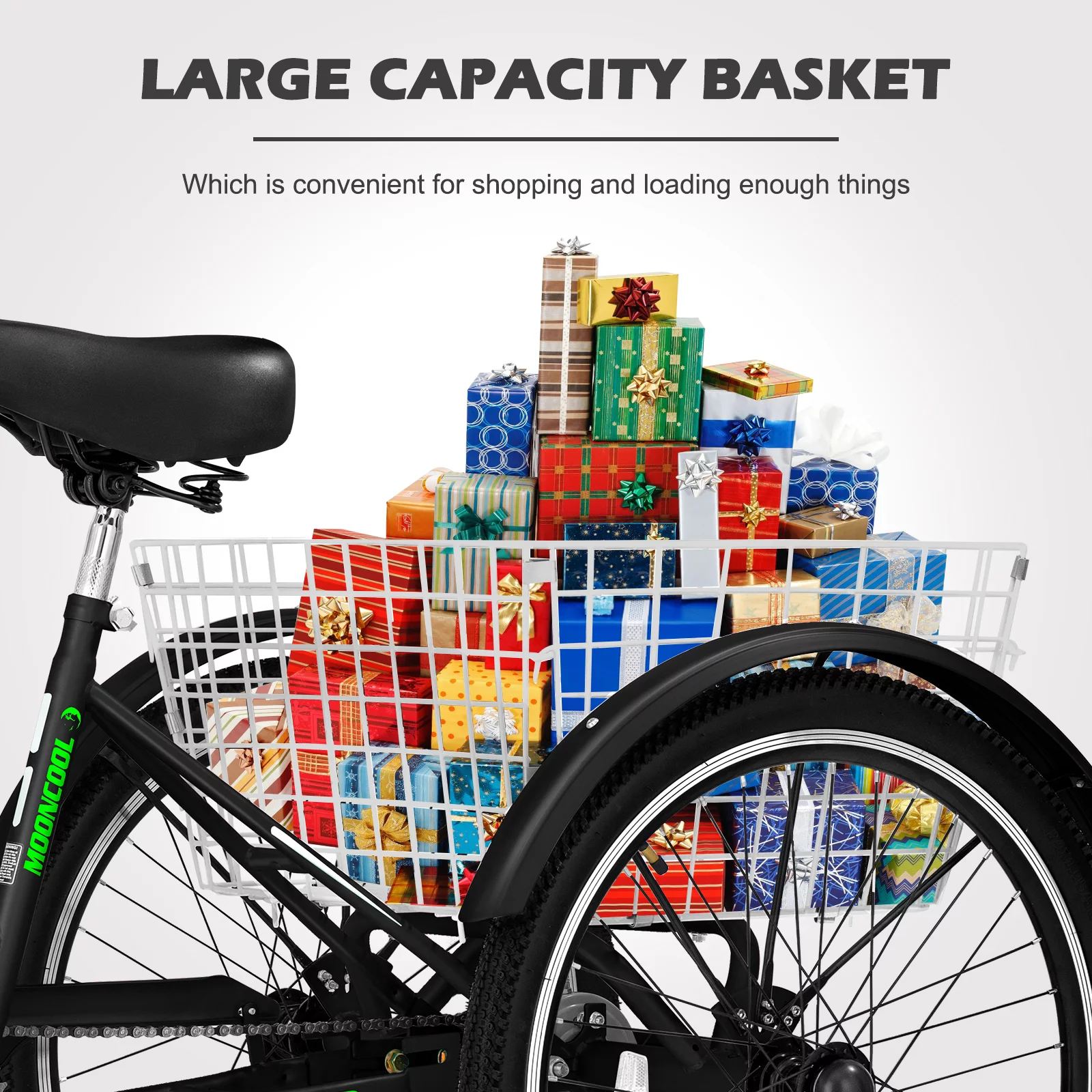 Docred Adult Tricycles,7 Speed 26inch Adult Tricycles for Women Men , Three-Wheeled Bicycles Cruiser Bikes with Shopping Basket, Adjustable Seat