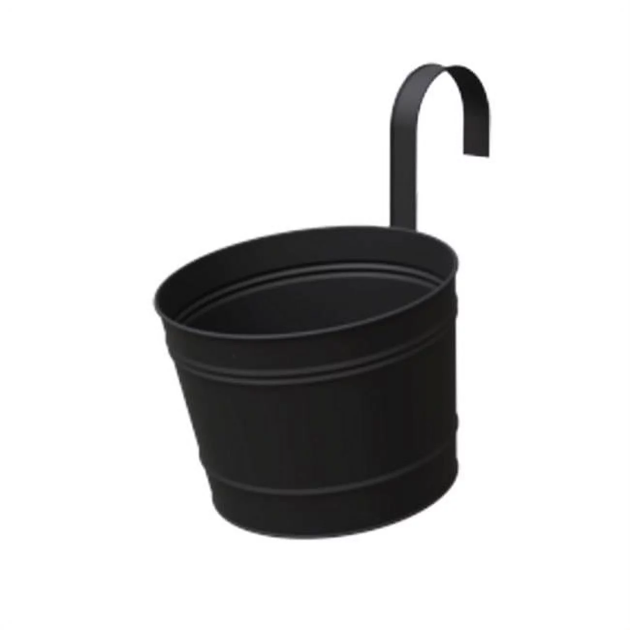 Panacea  8 in. Dia. x 10.5 in. Metal Over The Rail Planter, Black - Pack of 6