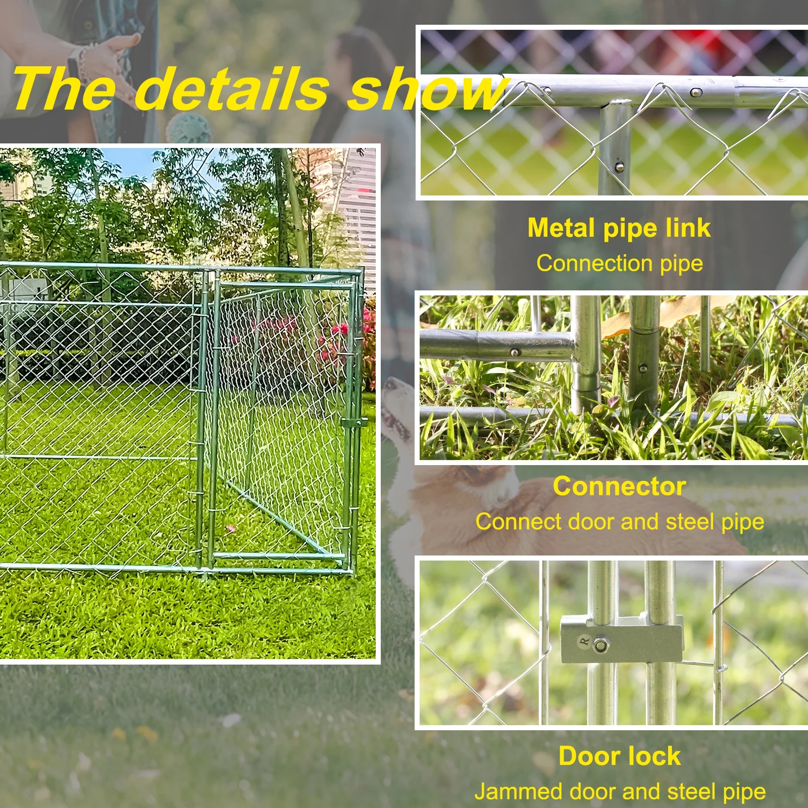 10x10ft Dog Run for Outdoor Pet Playpen Large Outdoor Dog Kennel Shade Cage Enclosure with Cover
