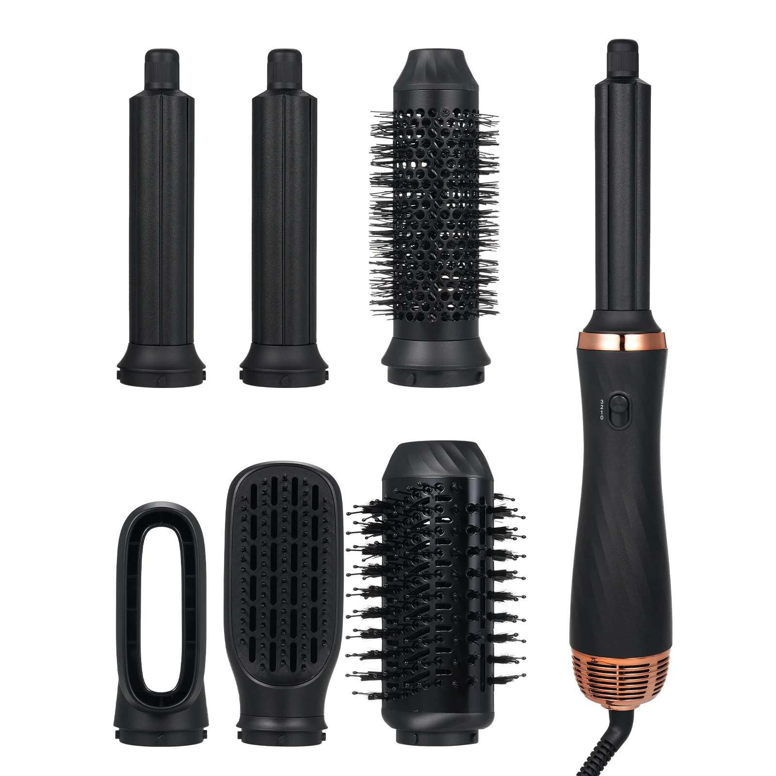 Hair Dryer Brush & 6 in 1 Air Styler, High-Speed Negative Ionic Hair Dryer Fast Drying, Multi Hair Styler with Automatic Curling Iron