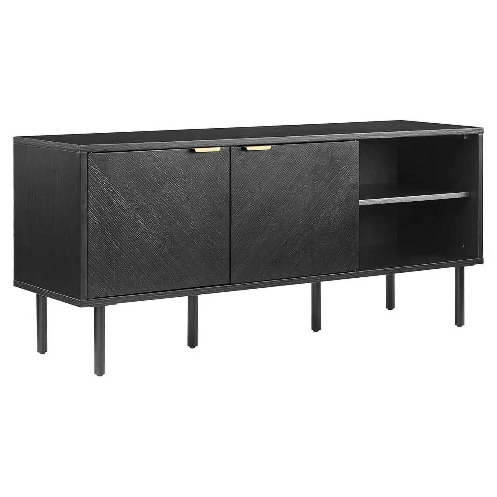 Crosley Furniture Brody Record Storage Modern Wood Sideboard in Black