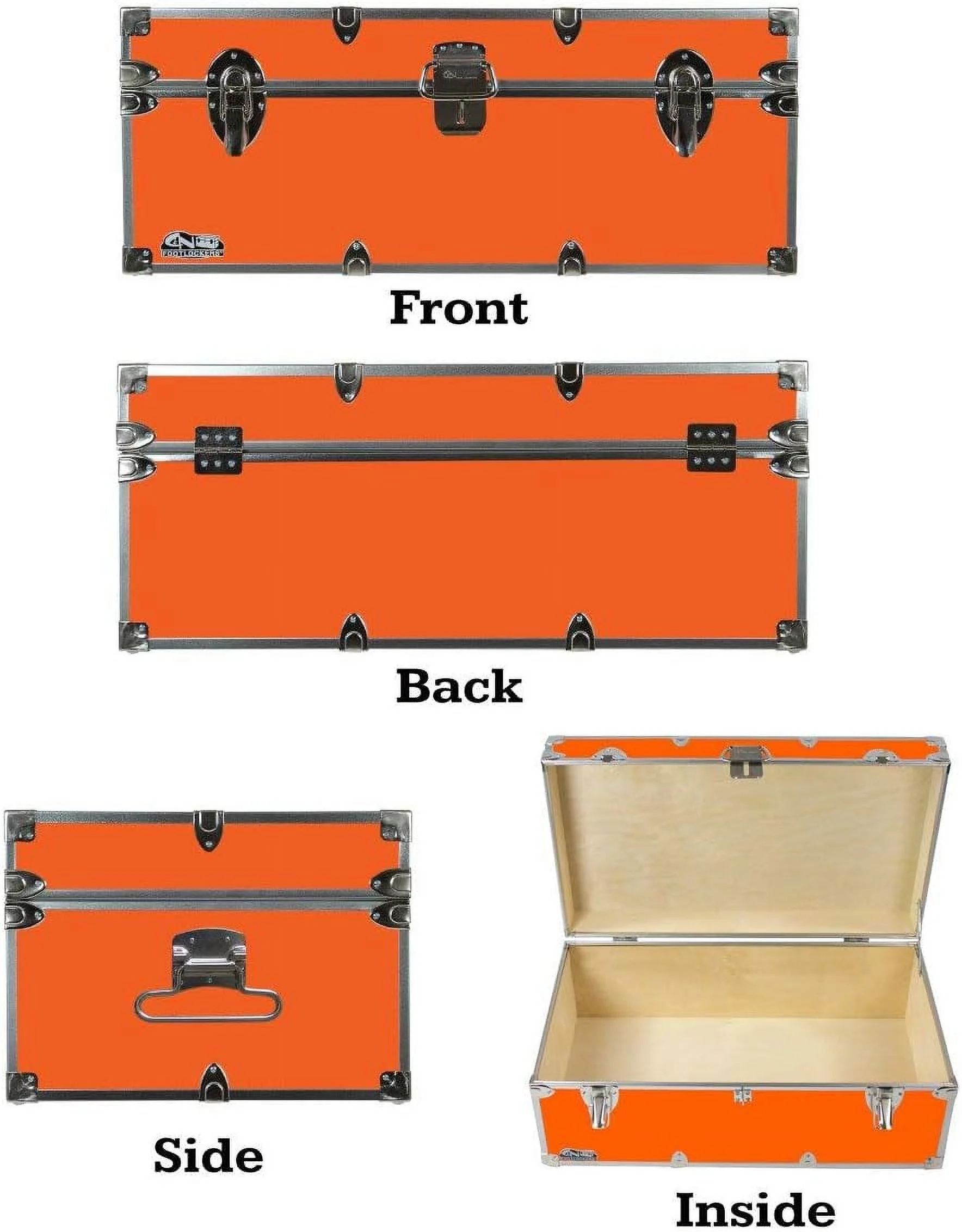 Summer Camp Trunk With Organizer Tray - Happy Camper Storage Chest - Available In 20 Colors - 32 X 18 X 13.5 Inches (Orange)