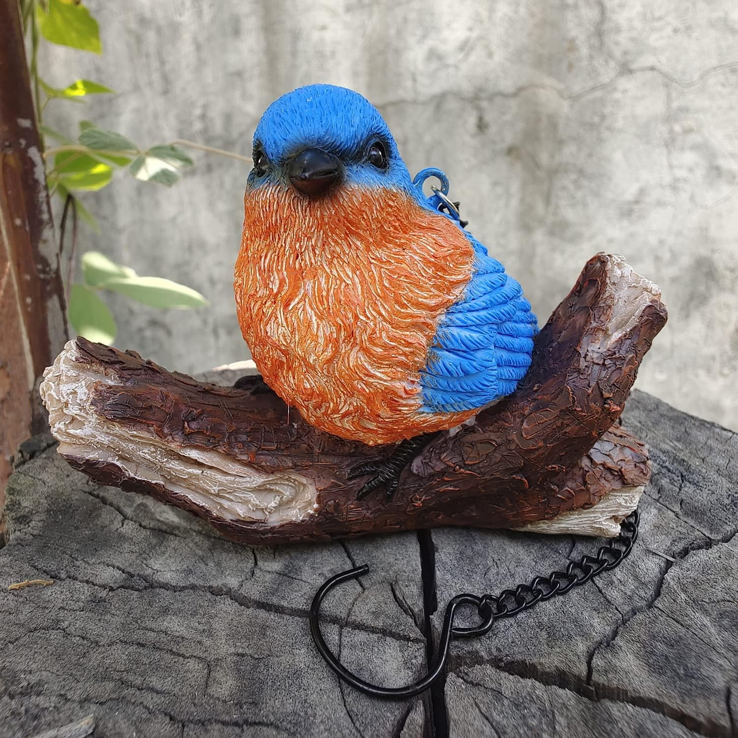 Blue Bird On A Branch Statue Garden Decor Resin Bluebird Collectible Figurine Handmade Art Animal Decorative Garden Sculpture Yard Outdoor Home Decoration Bird Lover Gifts