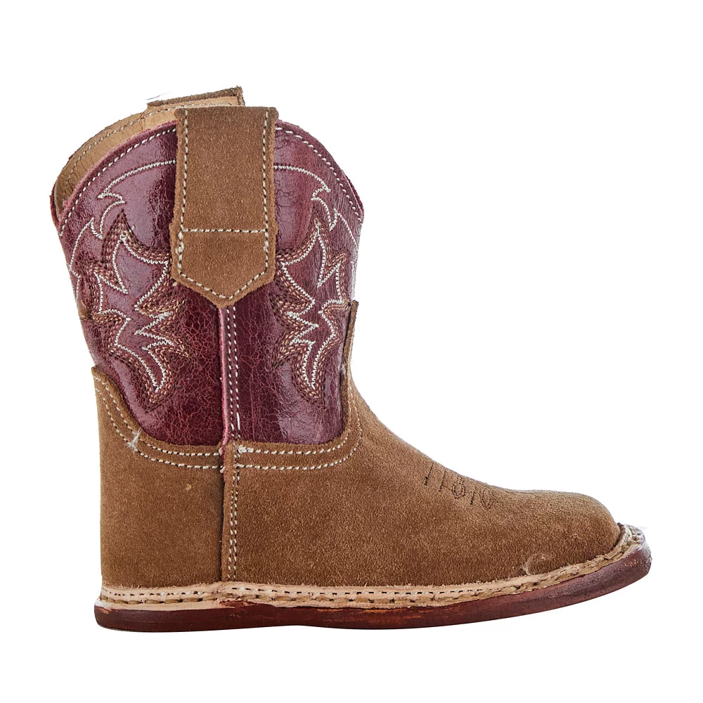 Roper Footwear Boys NRS Exclusive Infant  Suede Vamp Red Shaft Boot 4 Tan