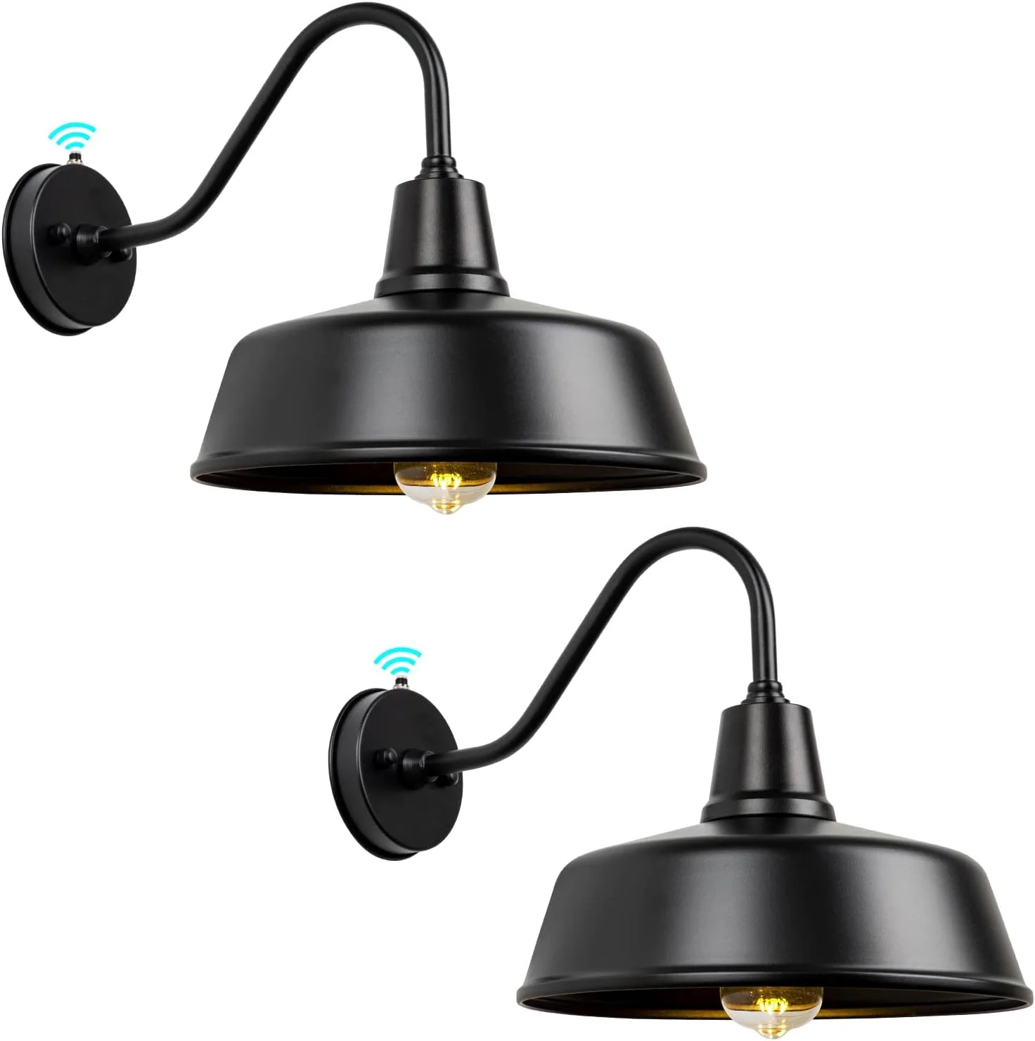 Outdoor Gooseneck Barn Light - Exterior Fixture Sconce Wall Light for Farmhouse, Dusk to Dawn Sensor Front Door Porch Garage Patio Lighting (12.6 inch（2 PCS）)