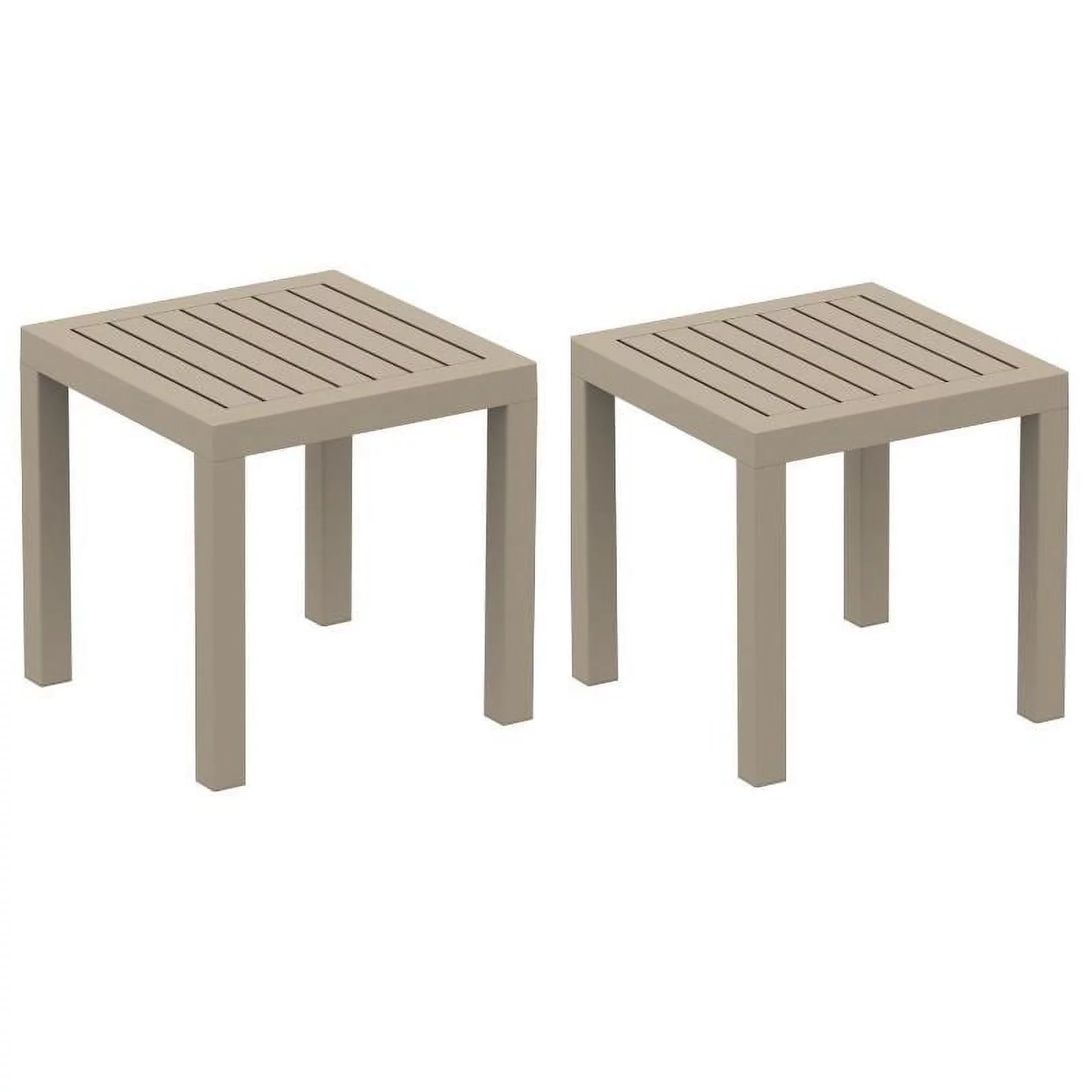 Home Square 2 Piece Square Resin Patio Side Table Set in Dove Gray
