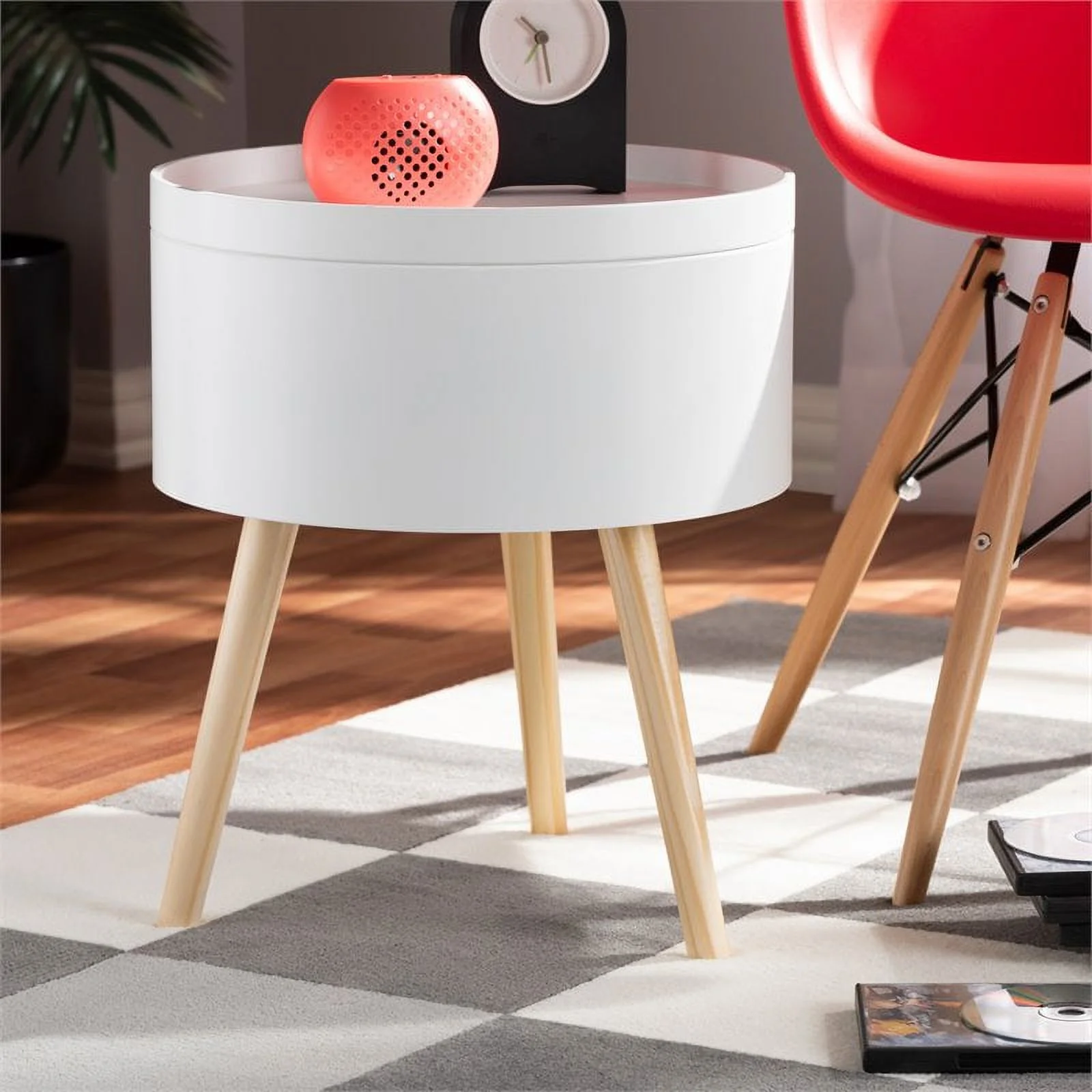 Bowery Hill Modern Wood End Table with Removable Top in White