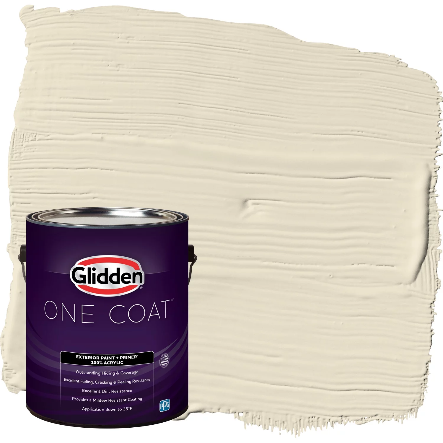 Glidden One Coat Exterior Paint and Primer, Navajo White / White, 1 Gallon, Satin