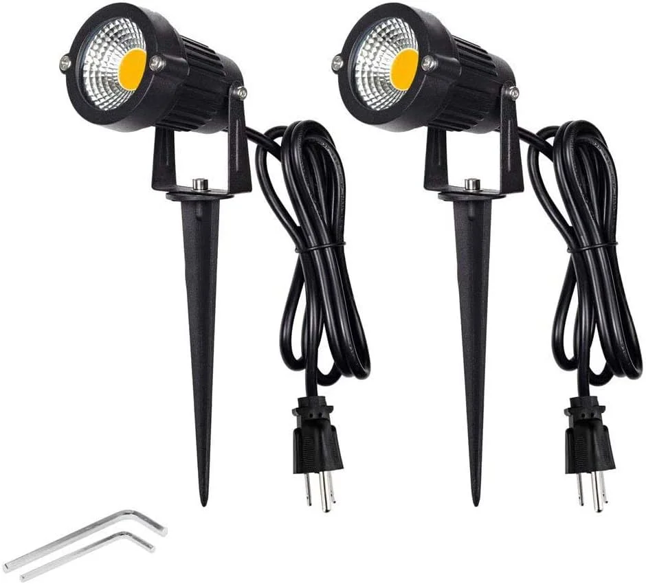Outdoor LED Landscape Lights Waterproof Garden Yard Path Lighting, Decorative Walls Trees Flags Spotlights with Stakes (9W Cool White)