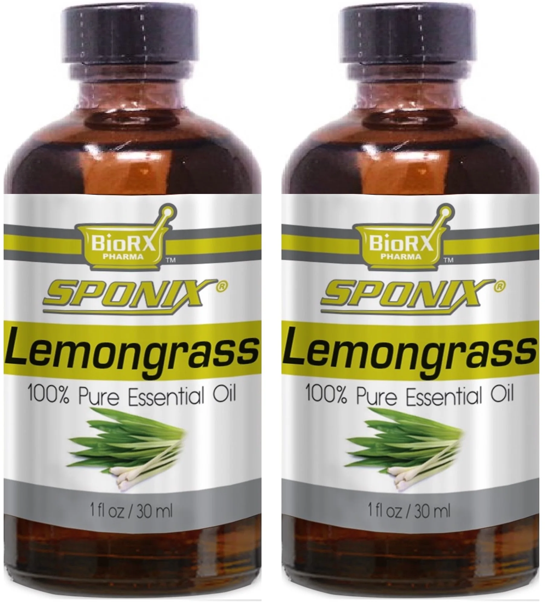 Lemongrass Essential Oil 1 fl oz / 30 ml for Aromatherapy - Premium Grade - Made with 100% Pure Therapeutic Grade Essential Oils by Sponix Made in USA (FAST SHIPPING) Pack of 2