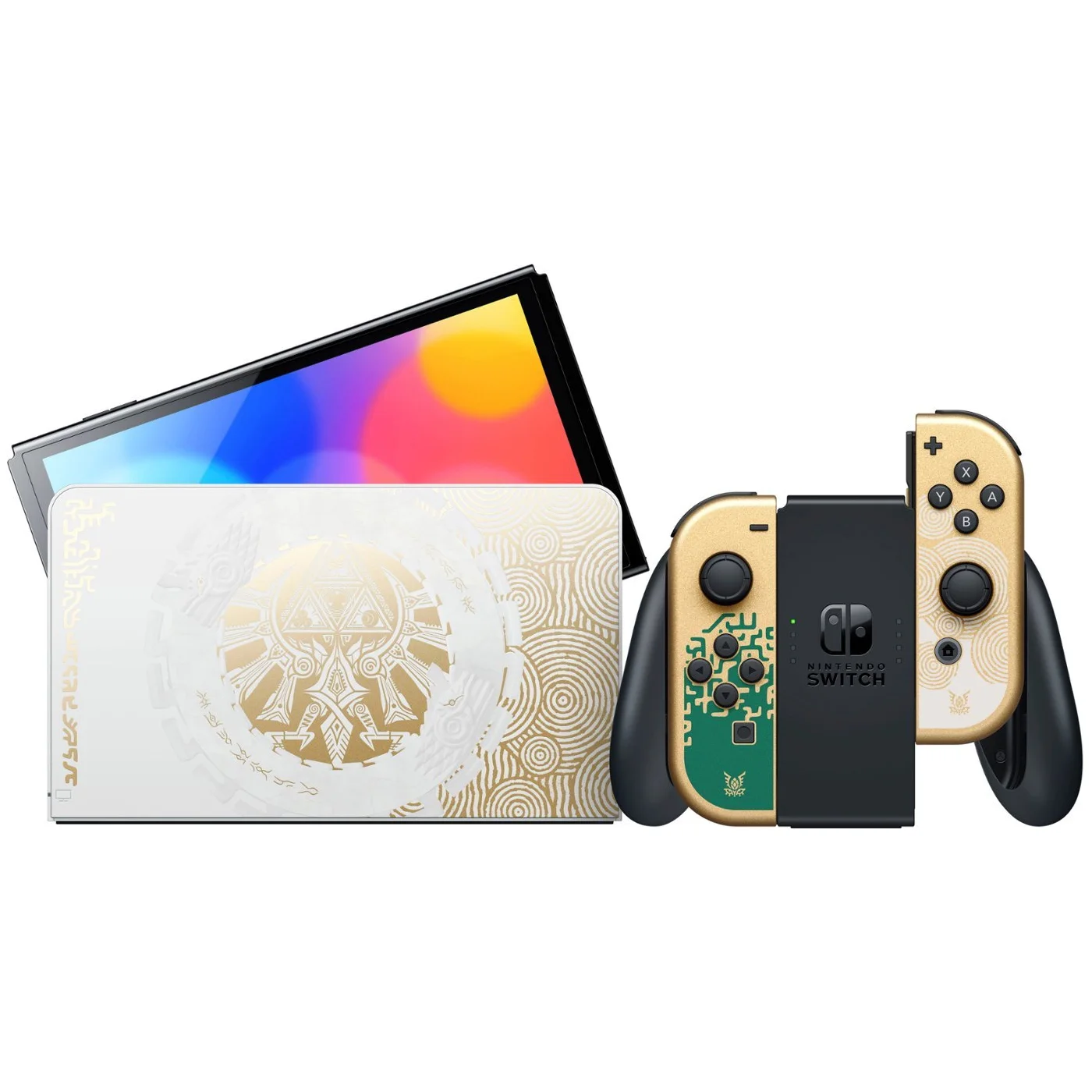 Nintendo Switch OLED Legend of Zelda: Tears of the Kingdom Edition + Mario + Rabbids Sparks of Hope + Sentriq Screen Cleaner - Japan Import with US Plug