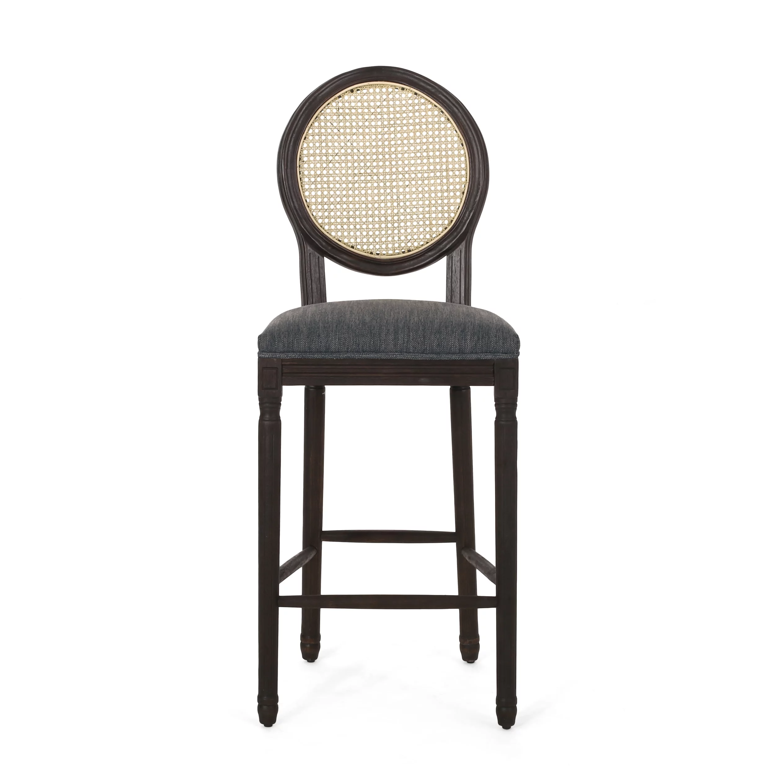 Noble House Chardean Upholstered Wood Barstools, Set of 2, Charcoal