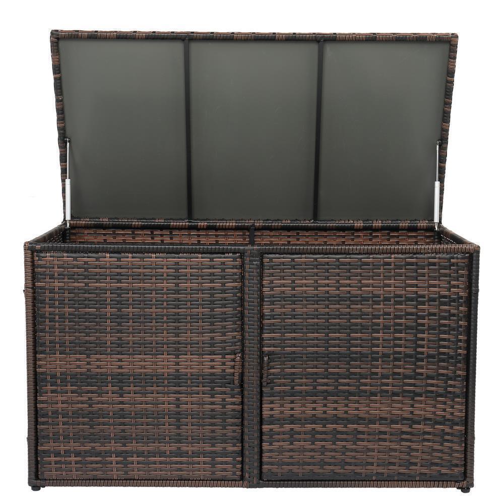 94Gallon Wicker Outdoor Rattan Storage Deck Box Patio Garden Furniture Organizer