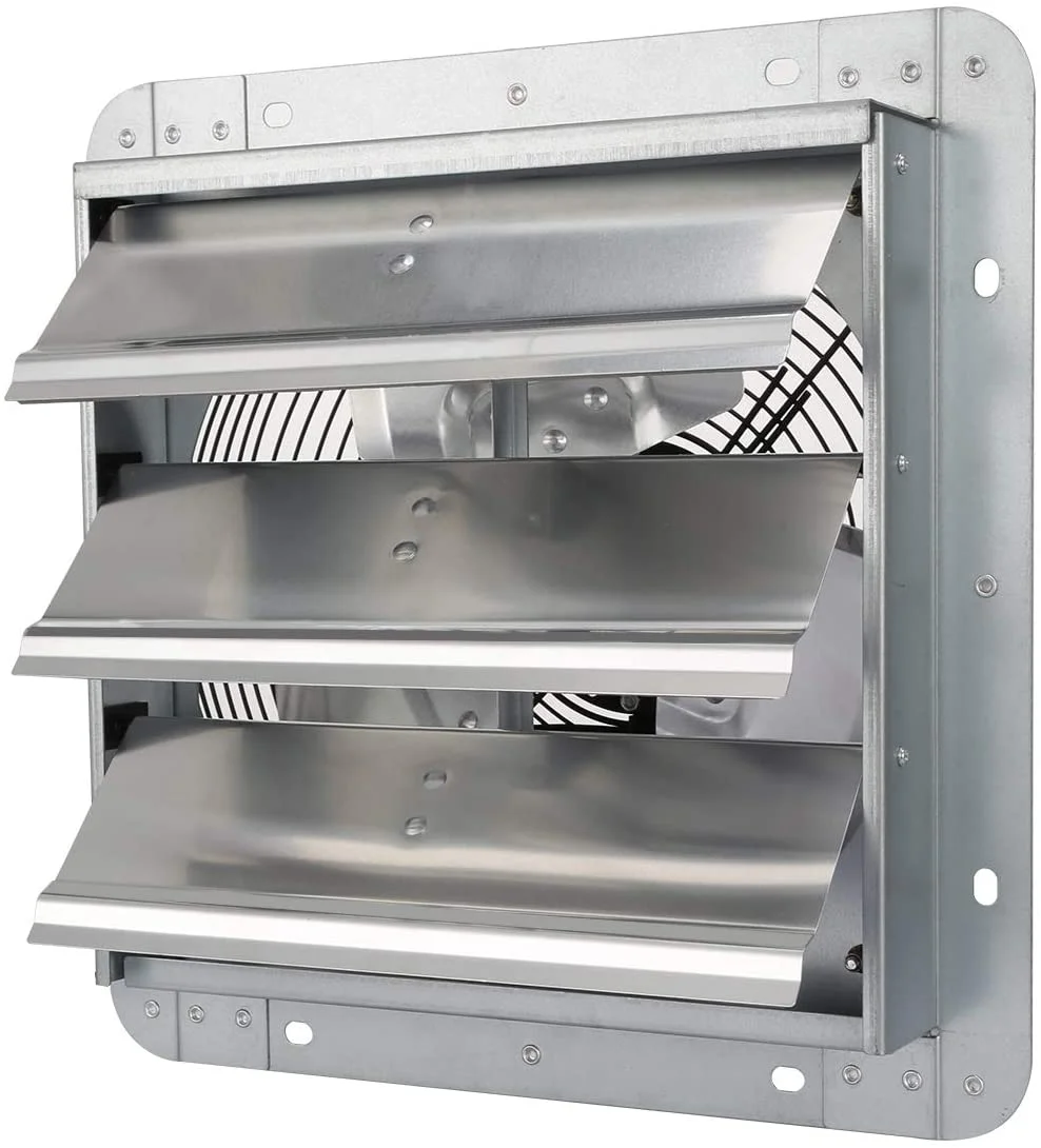 AUCHI 10 Inch Shutter Exhaust Fan Aluminum,High Speed 1650RPM, 820CFM, 1-Pack, Silver