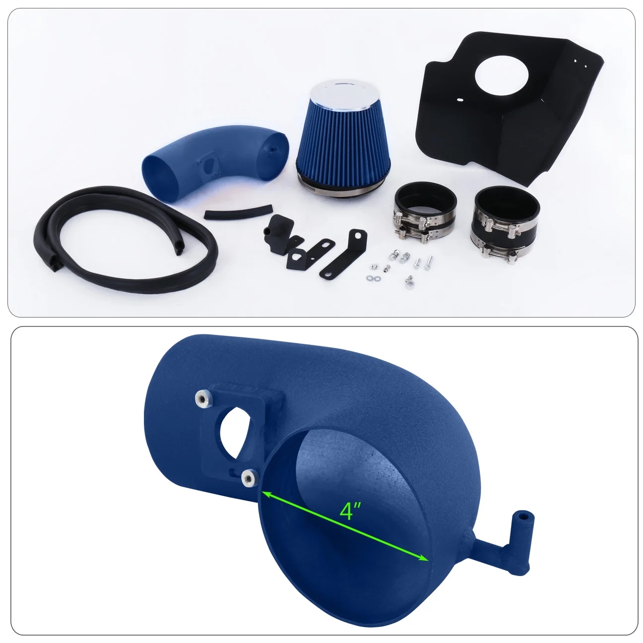 AJP Distributors Cold Air Short Ram Intake CAI SRI Induction System Blue Aluminum Piping Pipe + Heat Shield Filter Compatible/Replacement For Cadillac CTS-V 6.2L V8 2009 2010 2011 2012 2013 2014 2015