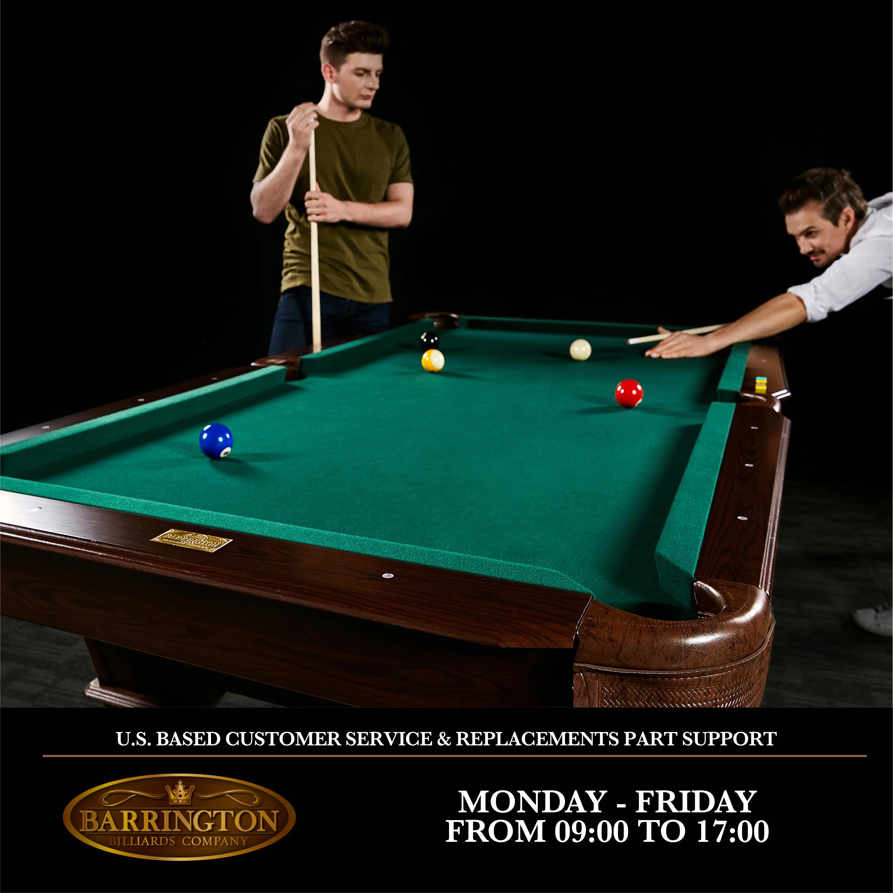 Barrington Billiards 7.5' Springdale Drop Pocket Table with Pool Ball and Cue Stick Set, New