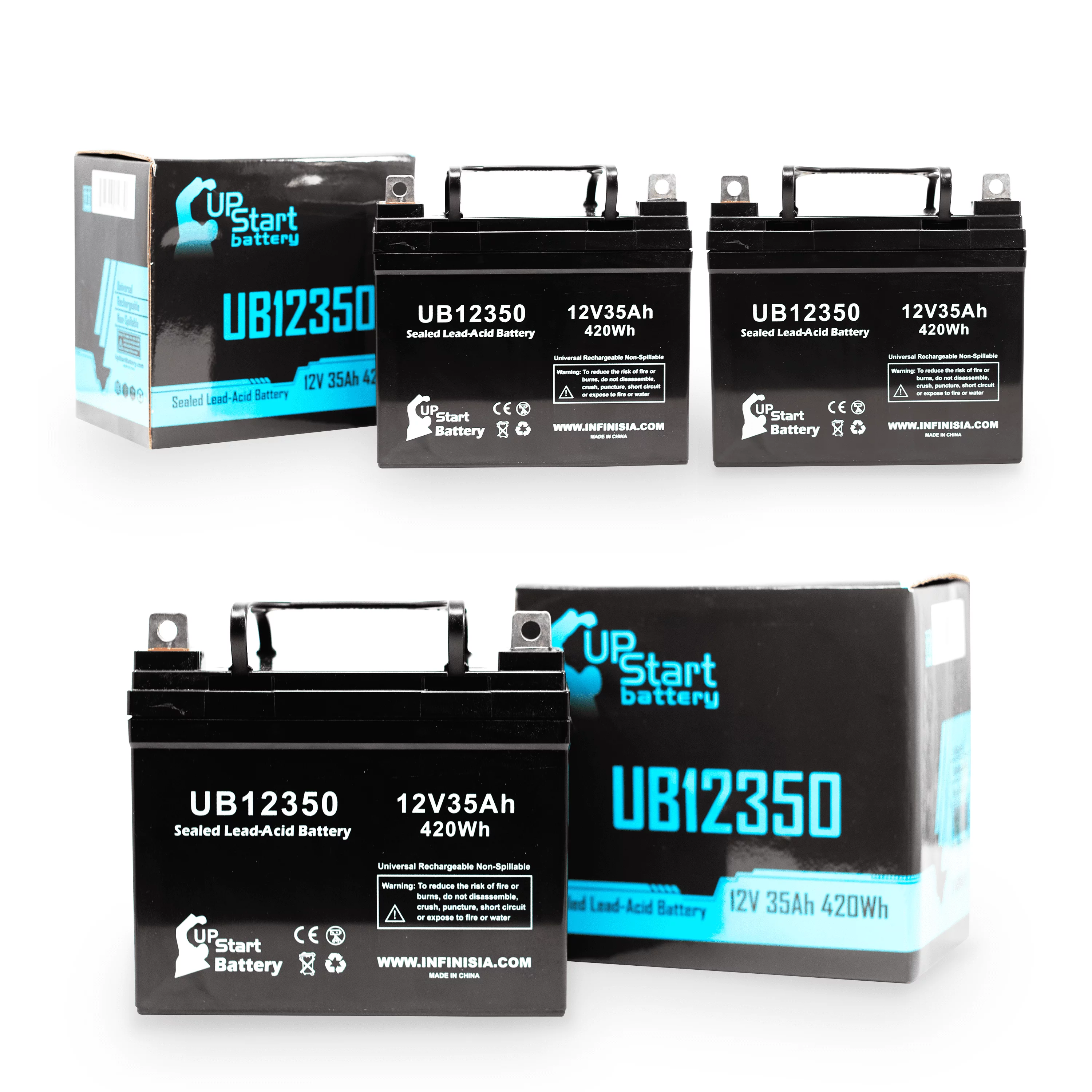 3x Pack - Compatible Hoveround MPV5 Battery - Replacement UB12350 Universal Sealed Lead Acid Battery (12V, 35Ah, 35000mAh, L1 Terminal, AGM, SLA)