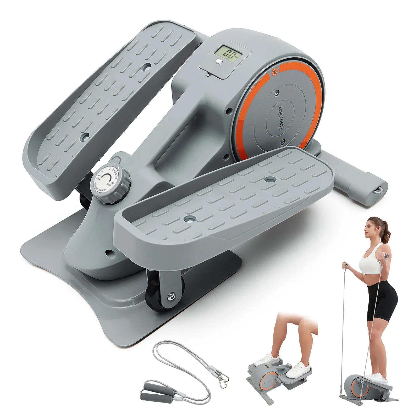 Remelax Under Desk Elliptical Machine, Manual Quiet Elliptical, Portable Foot & Leg Bike Pedal Exerciser, Seated Mini Elliptical Machines for Home Use with LCD, Max Load 300LBS