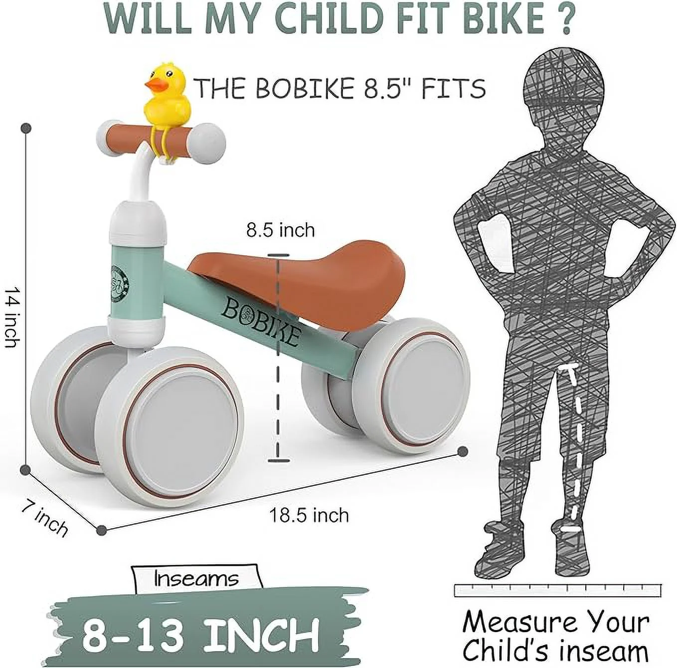 Open Box Bobike Baby Balance Bike Toys 10-24 Months Kids Toy Boy & Girls - Light green