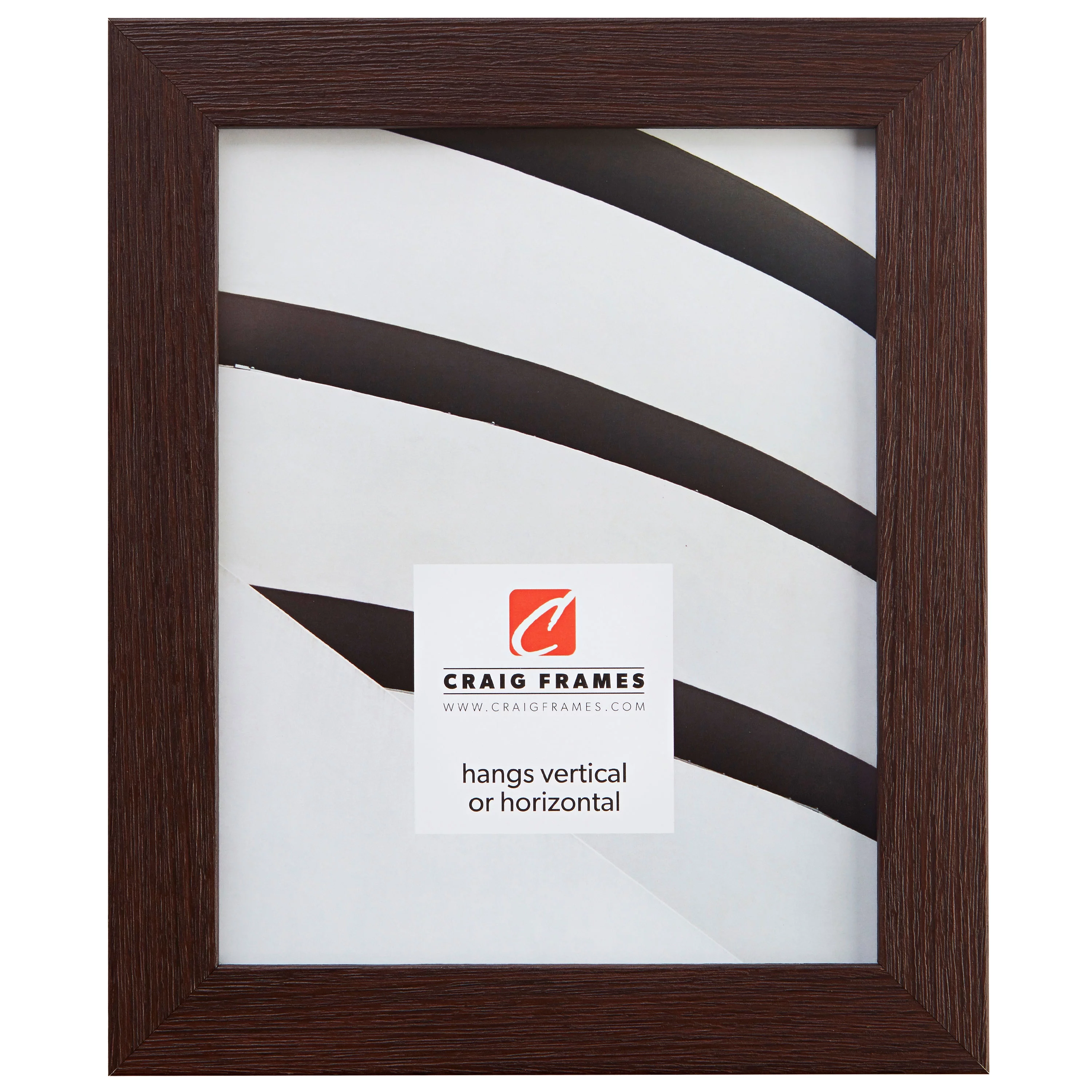 Craig Frames Bauhaus 125, 4x10 inch Picture Frame, Brown Wood Grain
