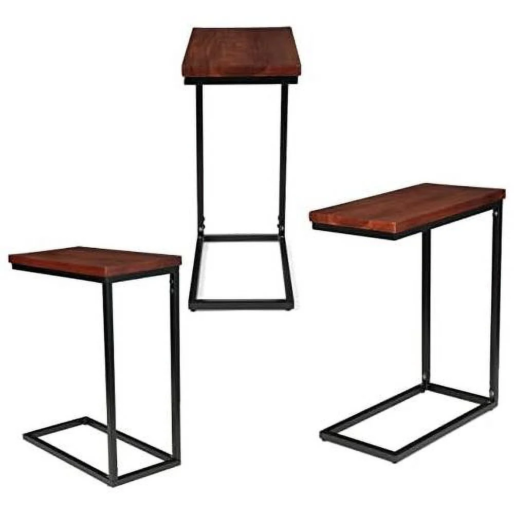 Espresso Wood TV Tray C Shaped Side Table - 26