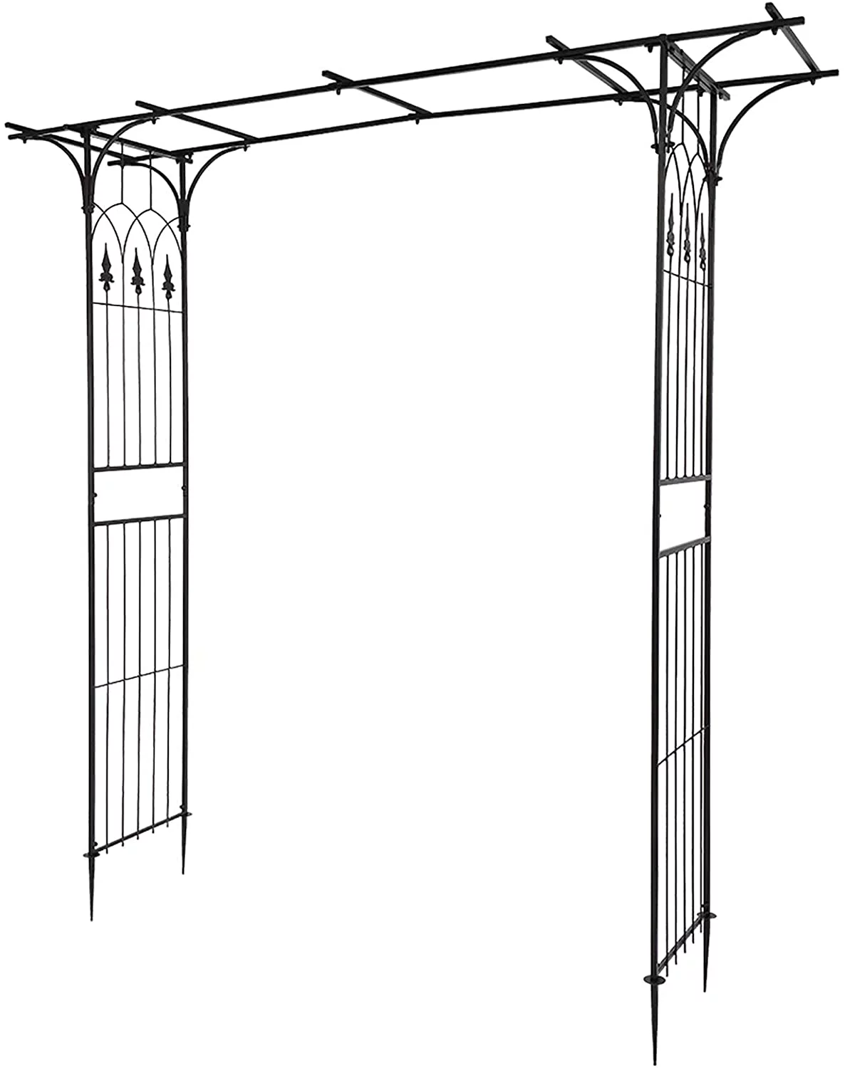 Garden Arbor, Arch Archway for Wedding Ceremony Party, Steel Garden Trellis for Plant Climbing, Christmas Garden Decorations Pergola for Garden, Backyard, Lawn (Black)