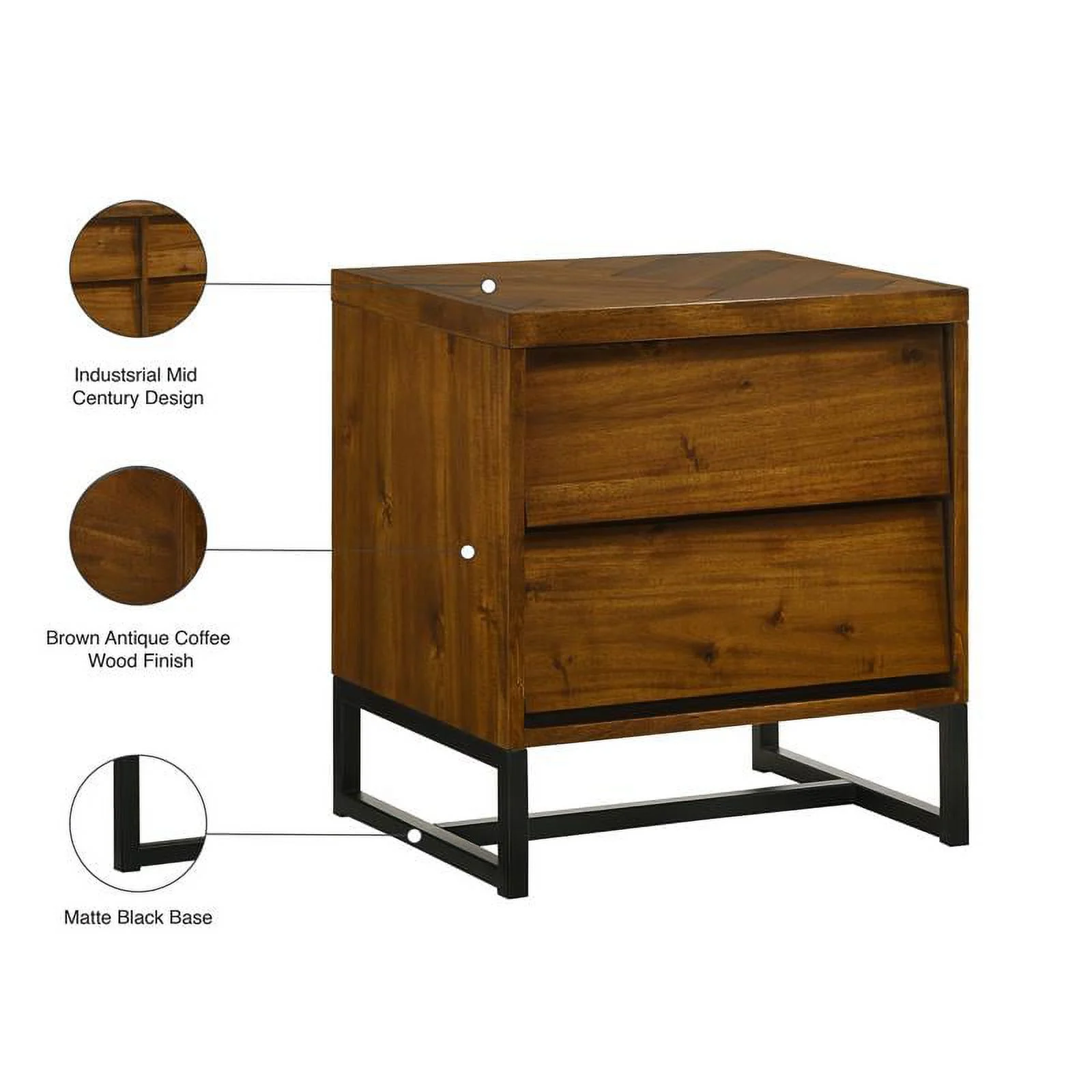 Meridian Furniture Reed Antique Coffee Night Stand