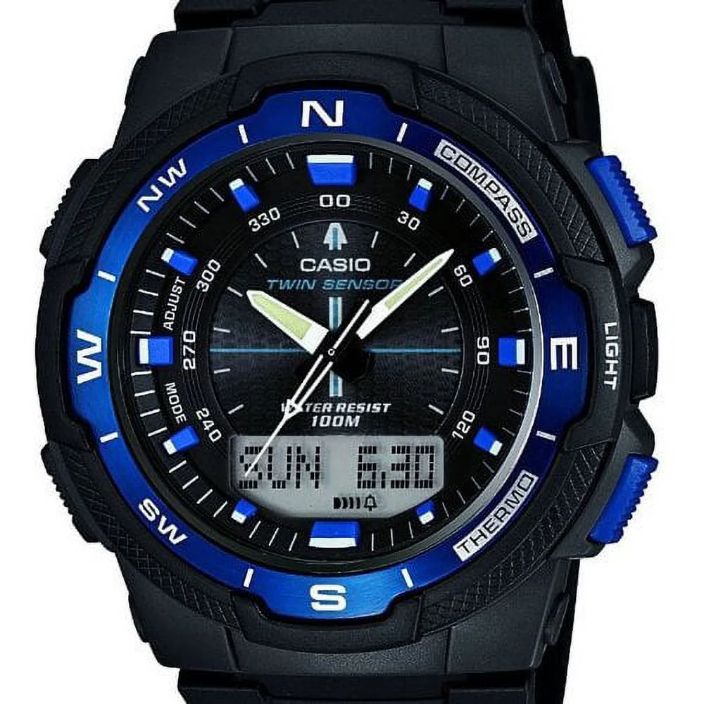 SGW500H-2BV Black Resin Analog Digital Twin Sensor Multi-Function Watch