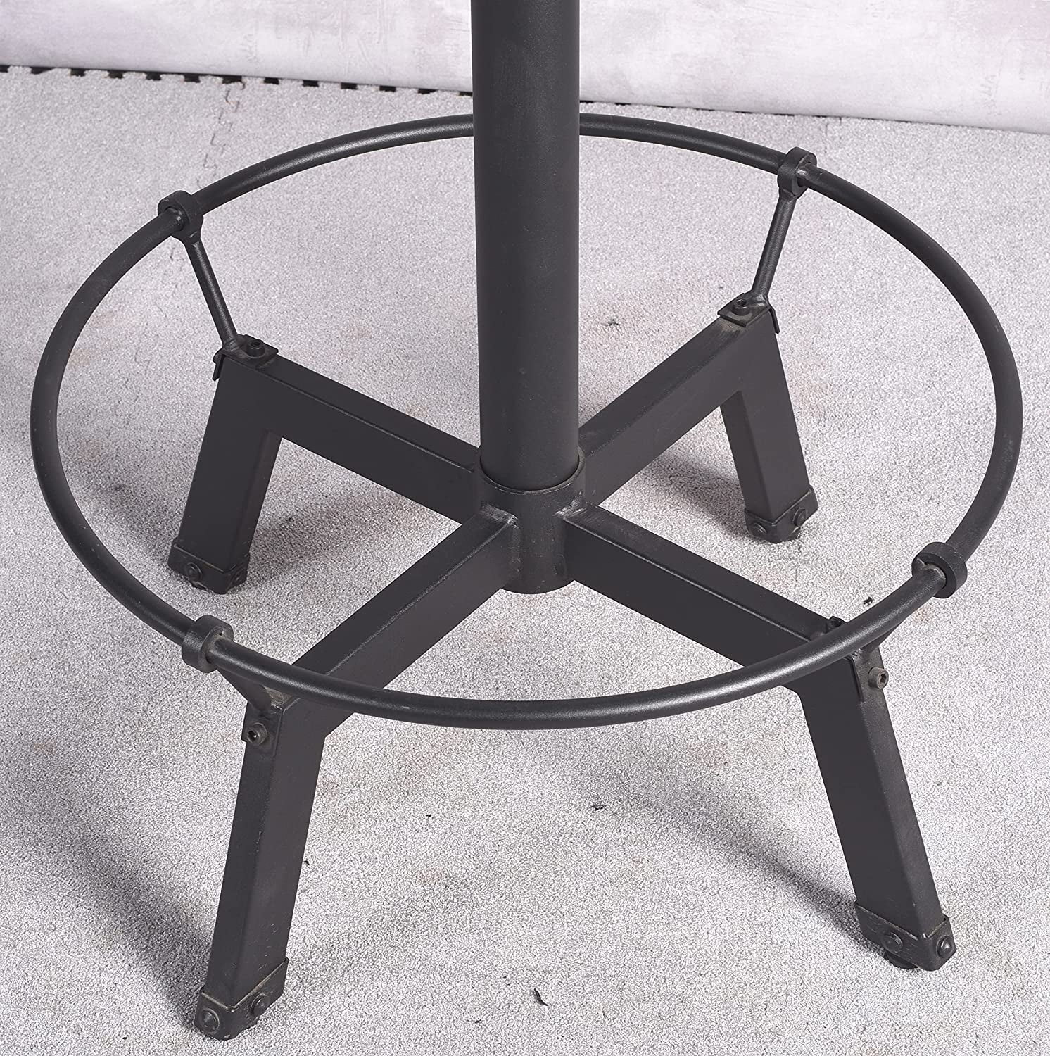 MQLIFEBOOM Industrial Pub Table 23.65" Round Wood Top Adjustable Height 33.5"-39.4" with Handle Black  Table