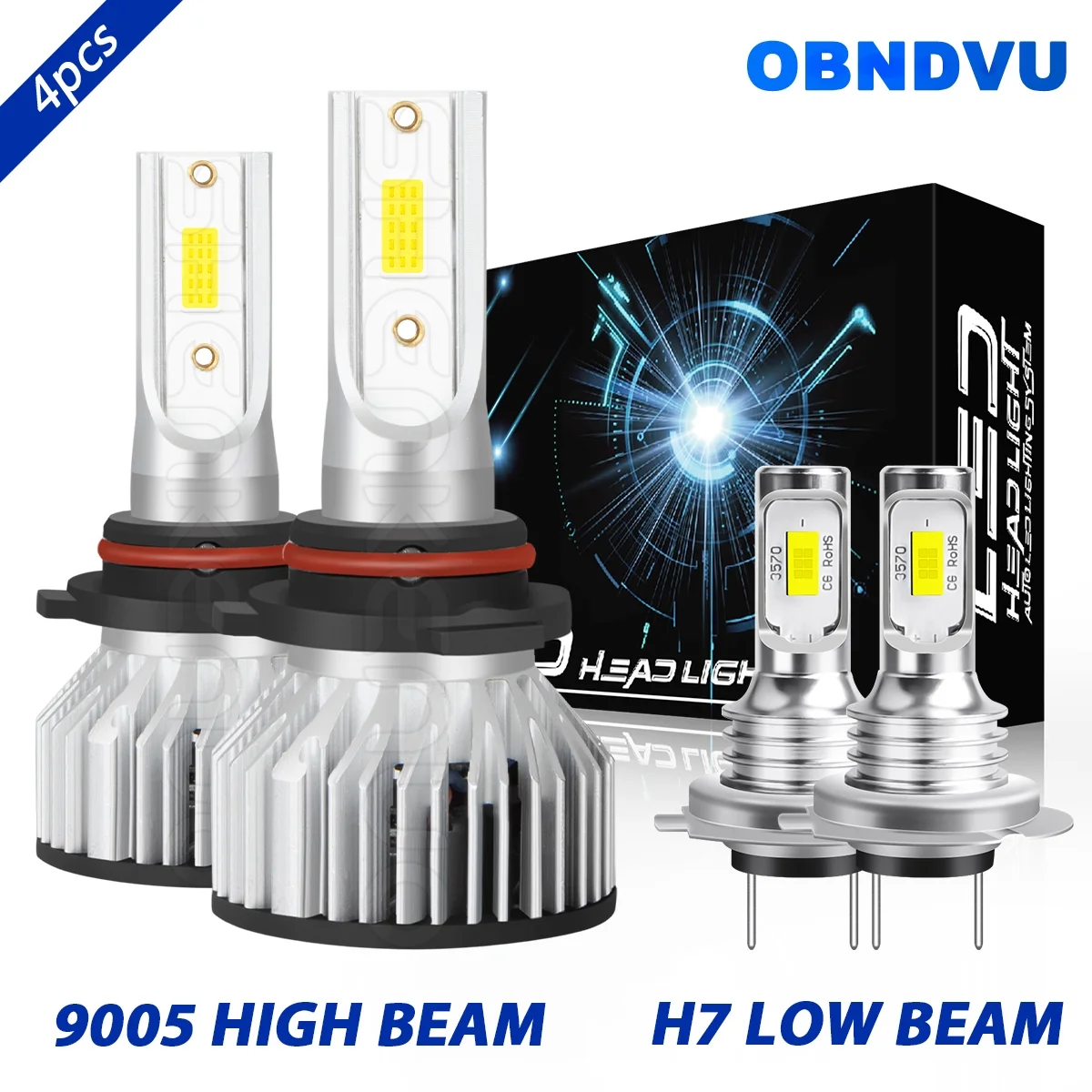 For Kia Forte 2017-2018 LED Headlight Bulbs Kit High Low Beam 6000K White 4pcs