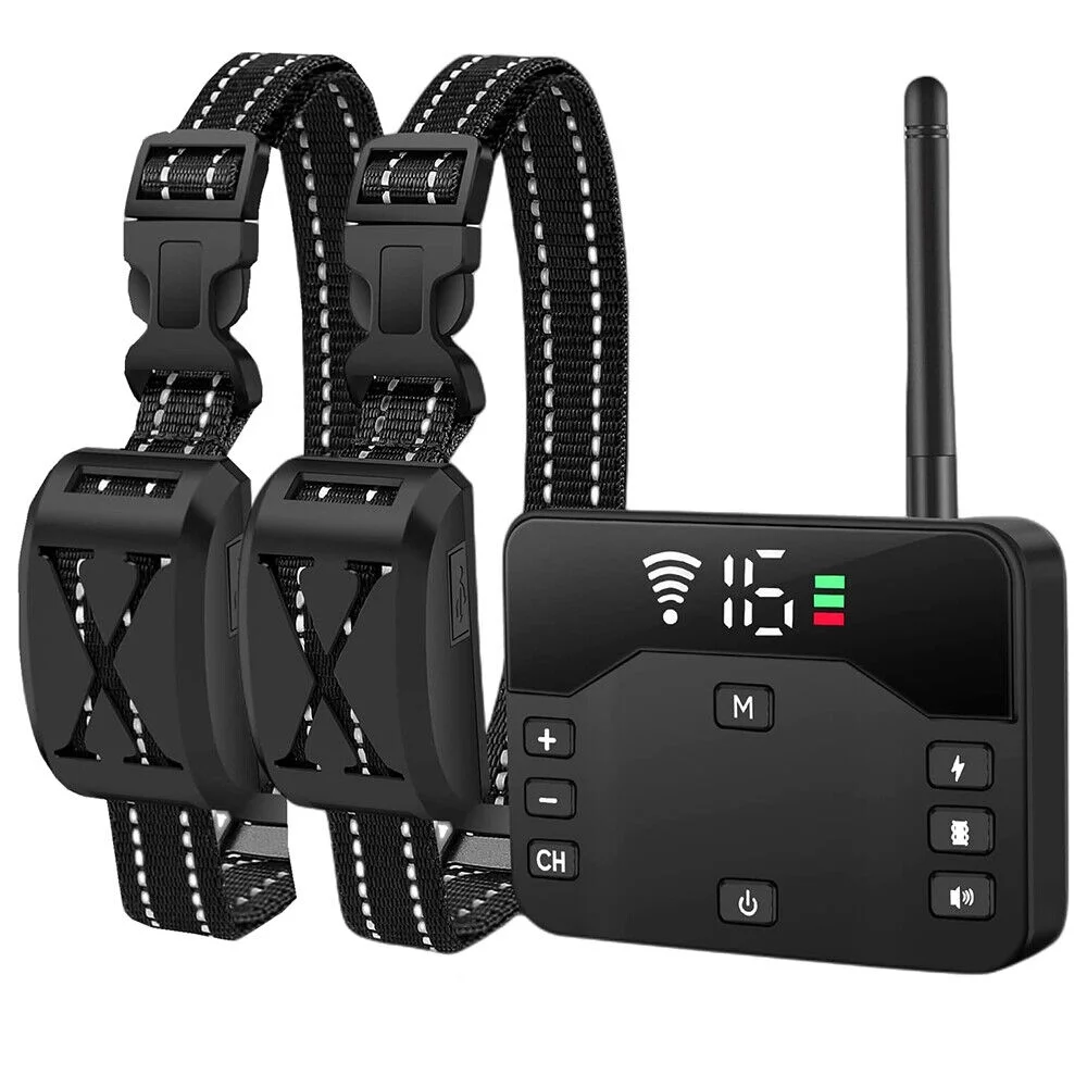 Paddsun Wireless Electric Dog Fence Pet Containment System Shock Collars For 2 Dogs Safe